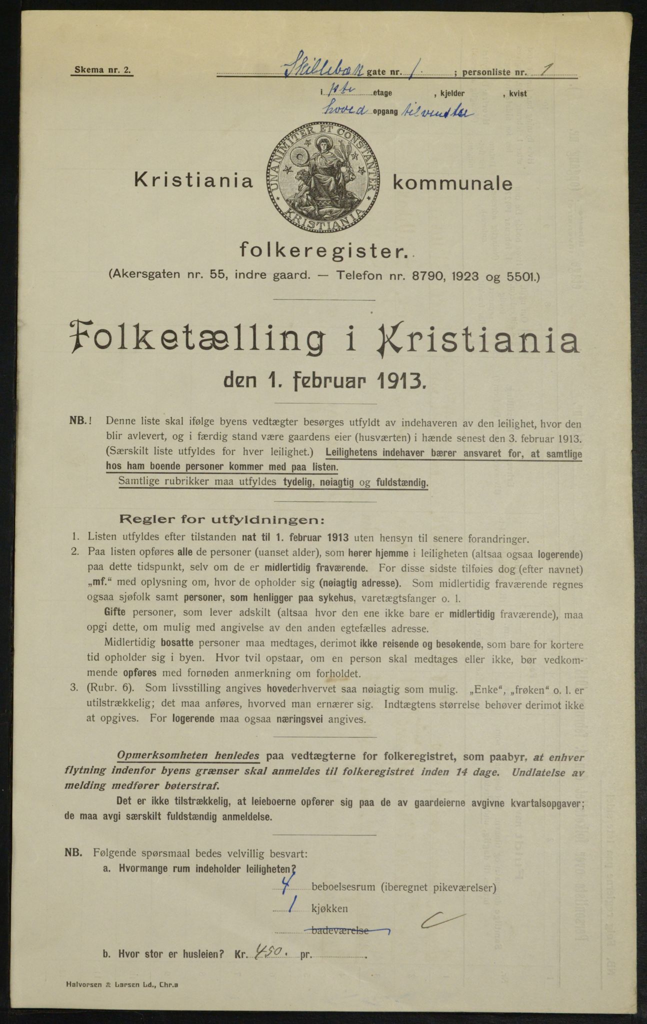 OBA, Municipal Census 1913 for Kristiania, 1913, p. 95474