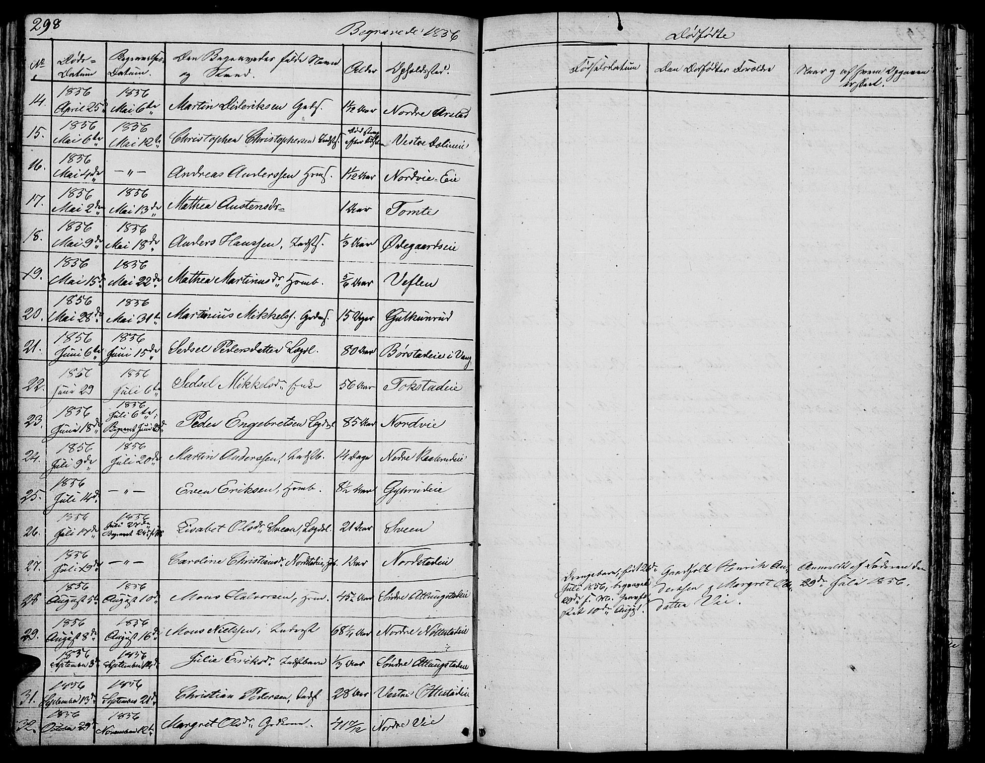 Stange prestekontor, AV/SAH-PREST-002/L/L0002: Parish register (copy) no. 2, 1838-1879, p. 298