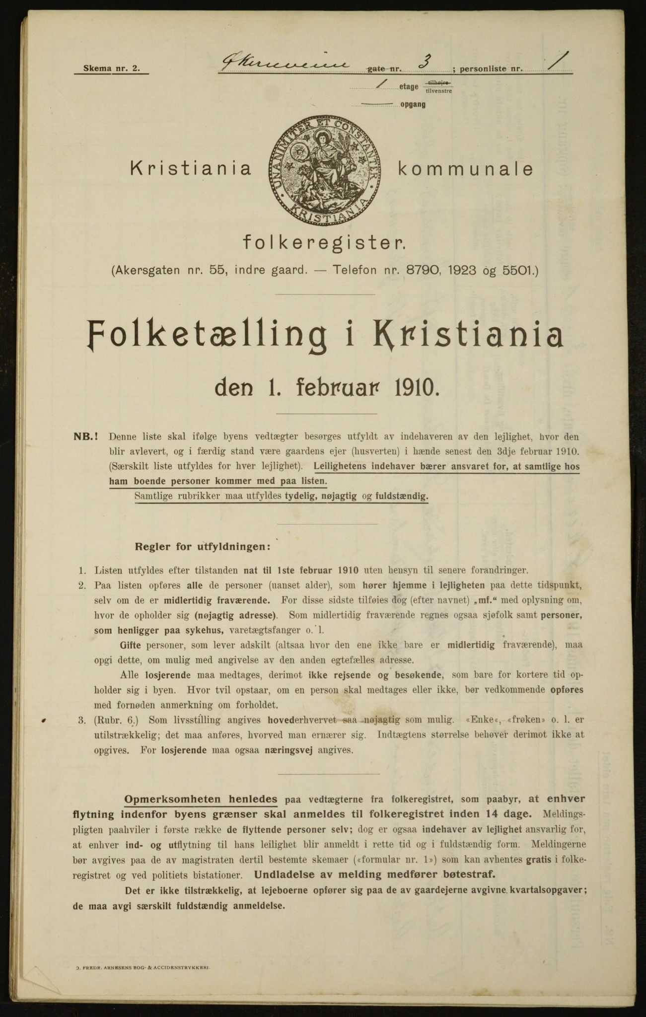 OBA, Municipal Census 1910 for Kristiania, 1910, p. 122033