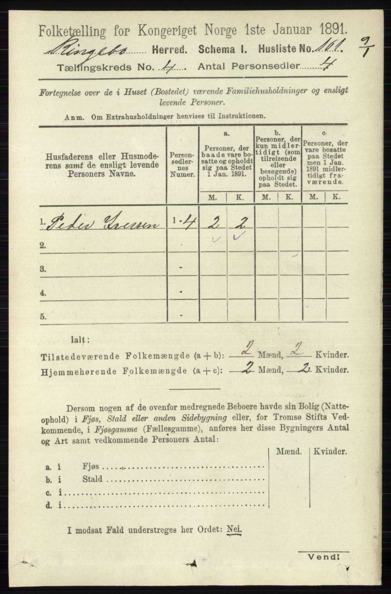 RA, 1891 census for 0520 Ringebu, 1891, p. 1362