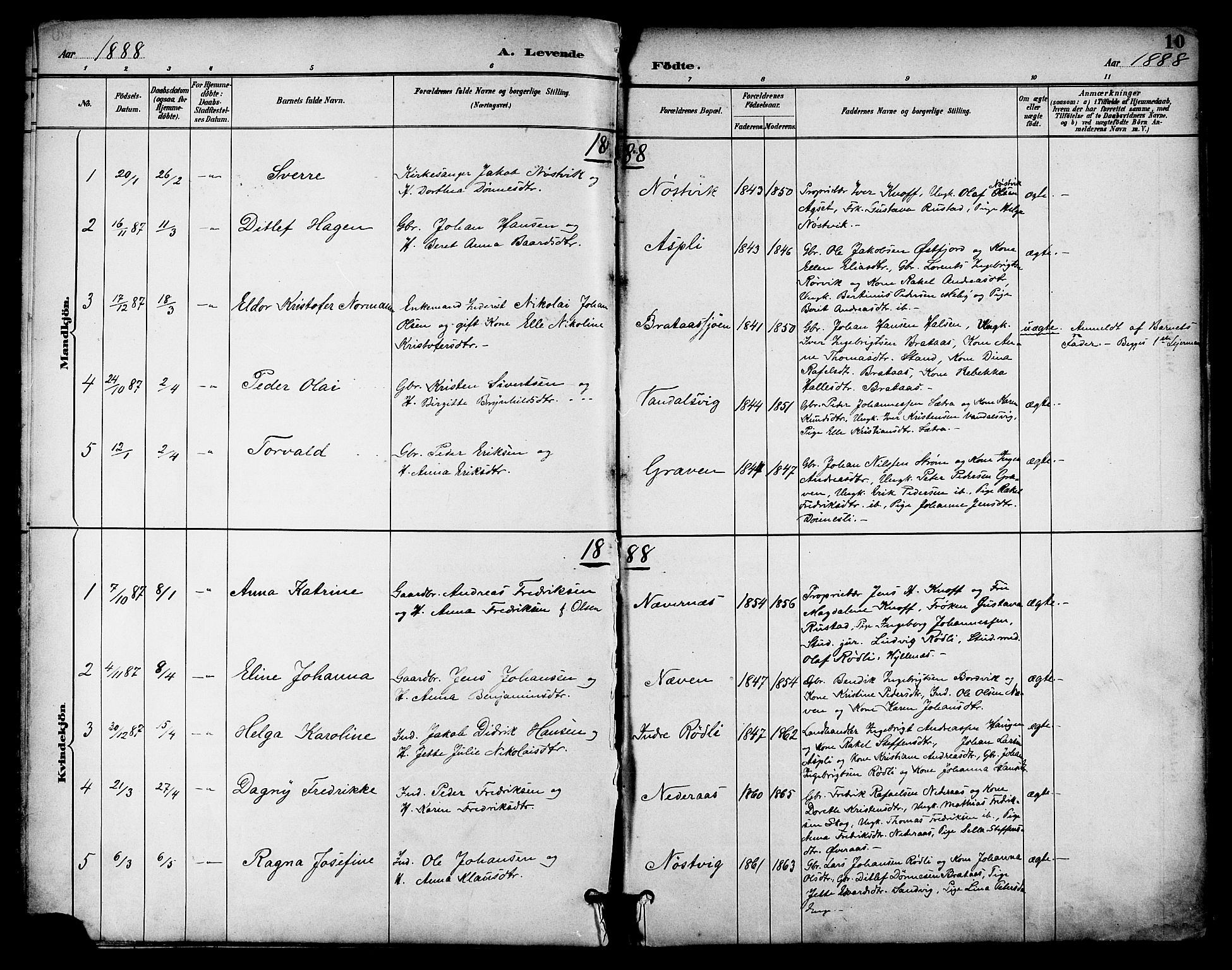 Ministerialprotokoller, klokkerbøker og fødselsregistre - Nordland, SAT/A-1459/814/L0226: Parish register (official) no. 814A07, 1886-1898, p. 10