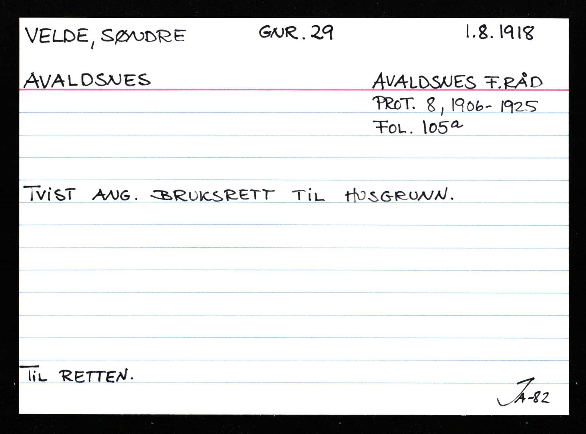 Statsarkivet i Stavanger, AV/SAST-A-101971/03/Y/Ym/L0065: Åstedskort sortert etter gårdsnavn: Vatland - Vervig, 1600-1950, p. 564