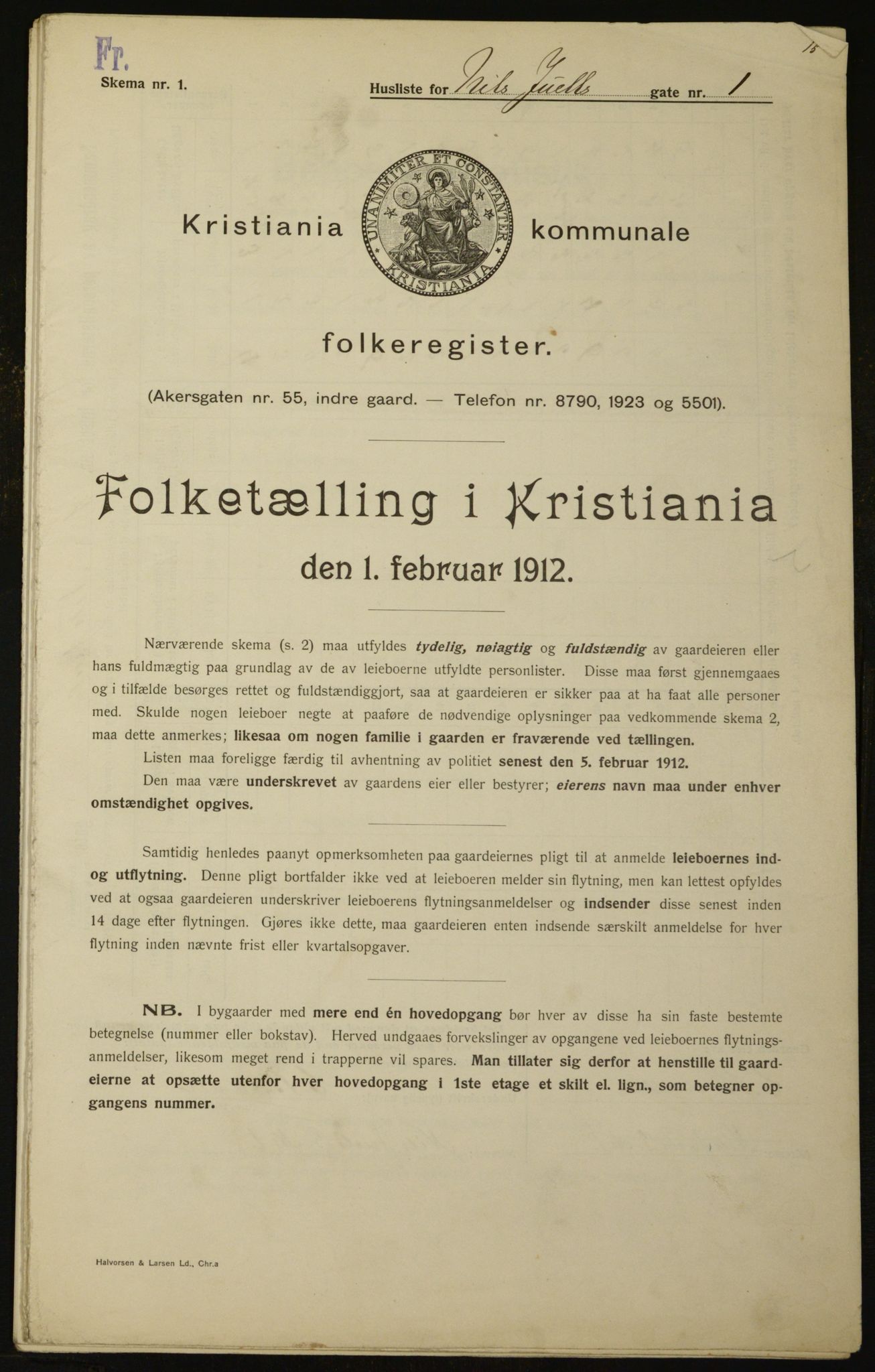 OBA, Municipal Census 1912 for Kristiania, 1912, p. 70720