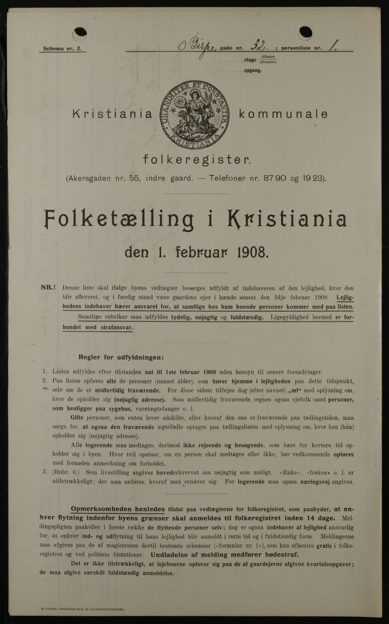 OBA, Municipal Census 1908 for Kristiania, 1908, p. 5349