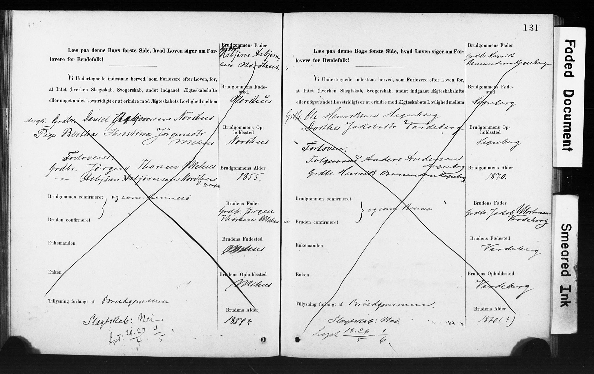 Rennesøy sokneprestkontor, SAST/A -101827/I/Ie/L0001: Banns register no. 1, 1873-1898, p. 131