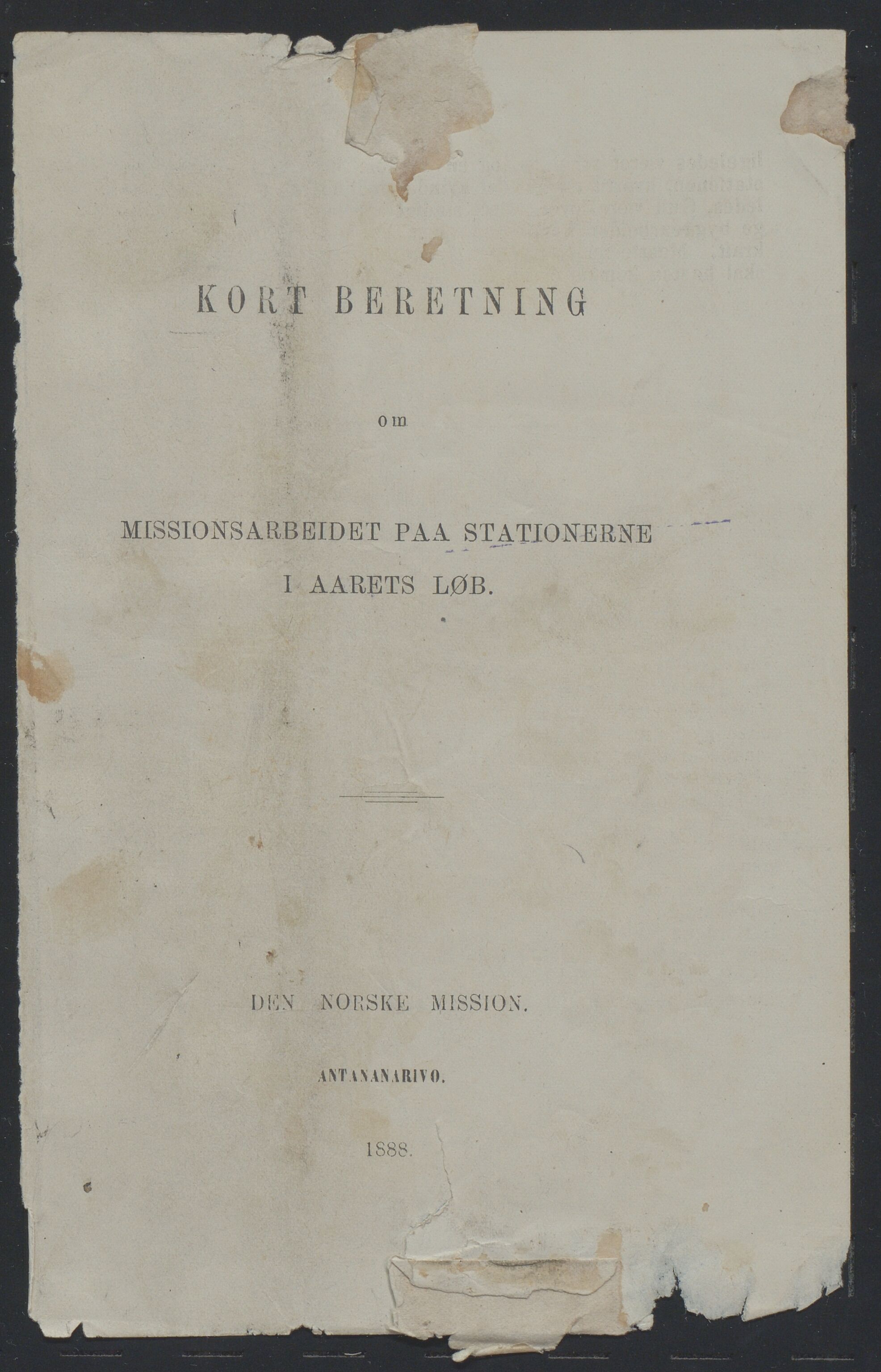 Det Norske Misjonsselskap - hovedadministrasjonen, VID/MA-A-1045/D/Da/Daa/L0037/0006: Konferansereferat og årsberetninger / Konferansereferat fra Madagaskar Innland., 1888