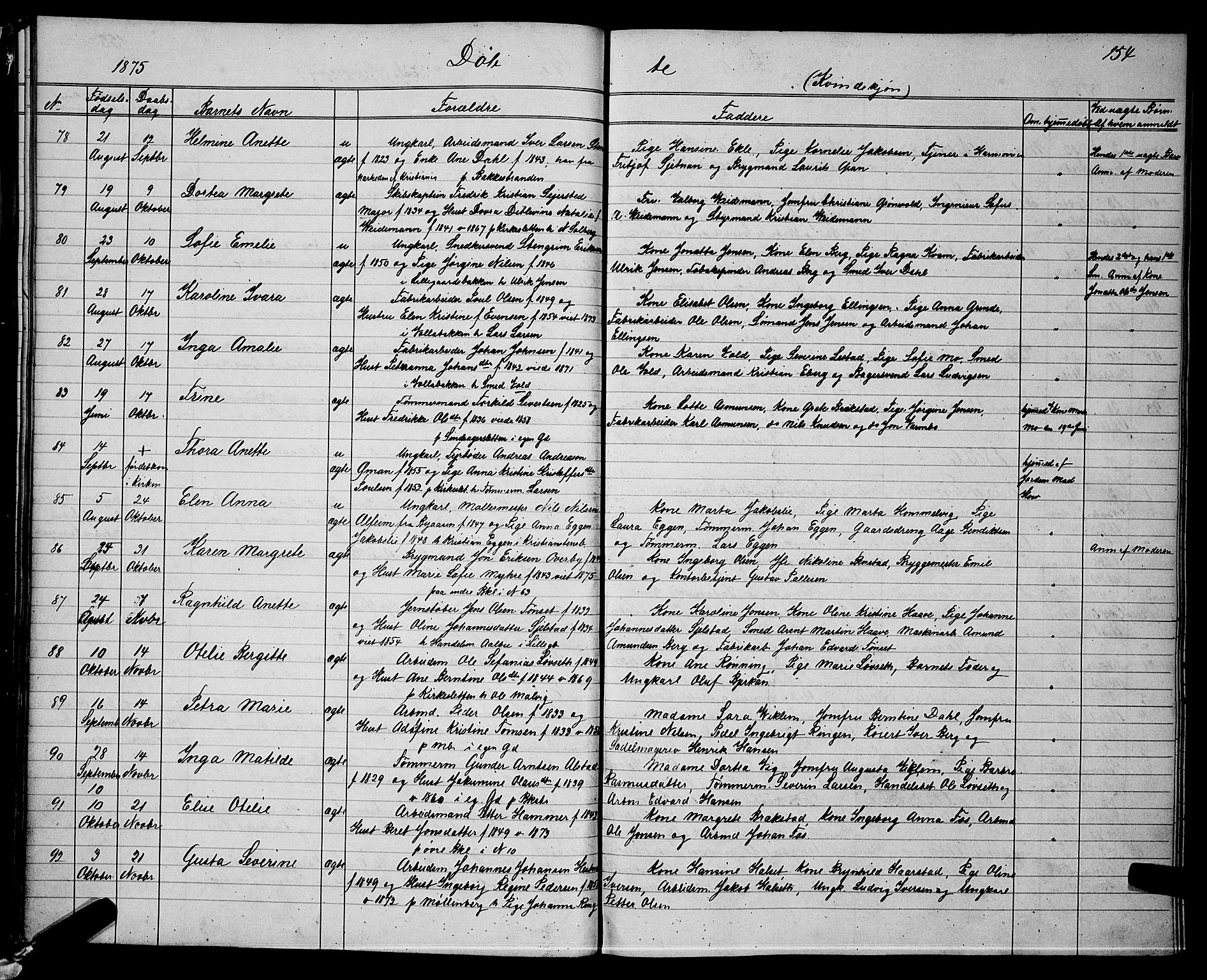 Ministerialprotokoller, klokkerbøker og fødselsregistre - Sør-Trøndelag, SAT/A-1456/604/L0220: Parish register (copy) no. 604C03, 1870-1885, p. 154