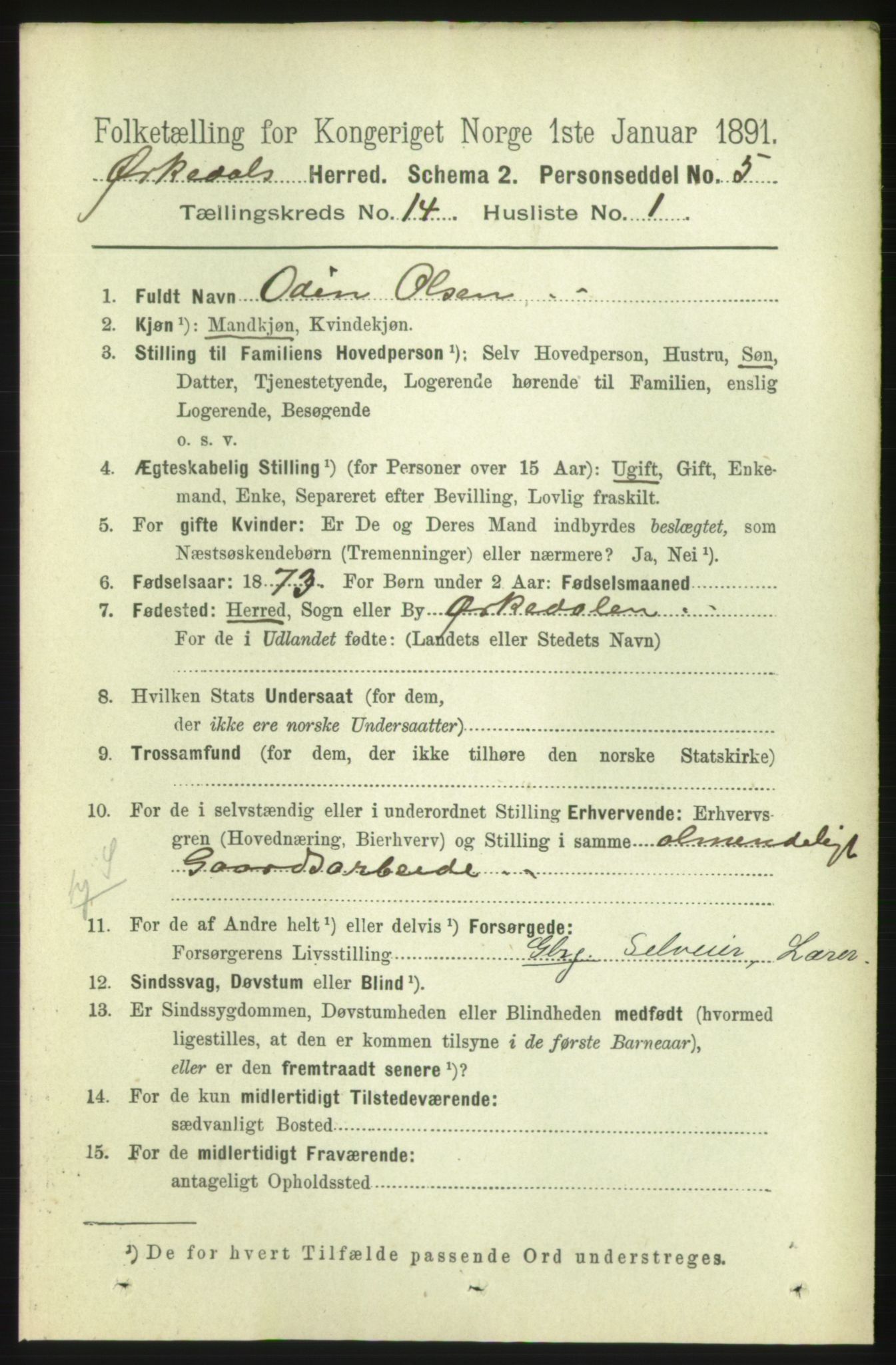 RA, 1891 census for 1638 Orkdal, 1891, p. 6554