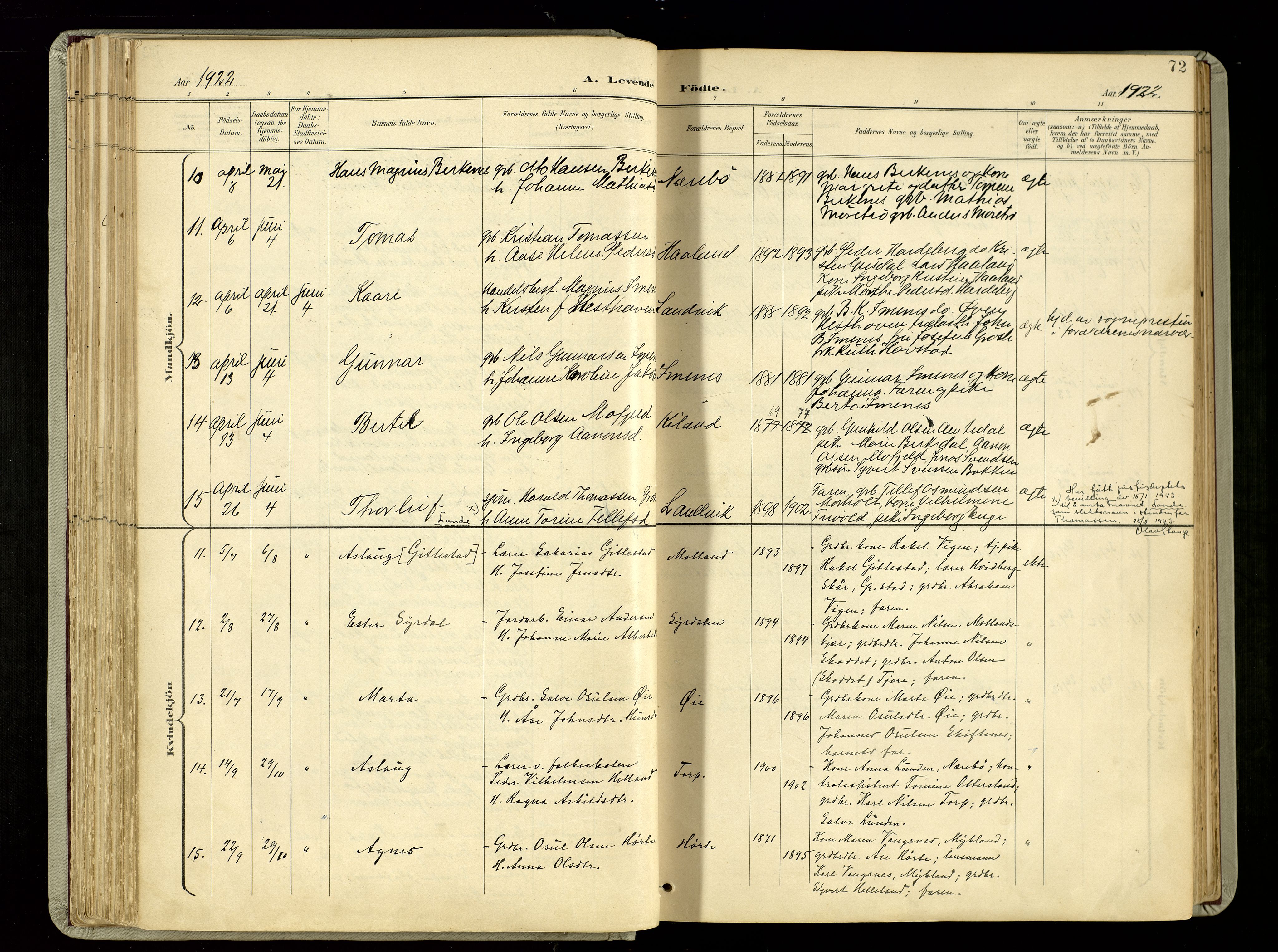 Hommedal sokneprestkontor, AV/SAK-1111-0023/F/Fa/Fab/L0007: Parish register (official) no. A 7, 1898-1924, p. 72