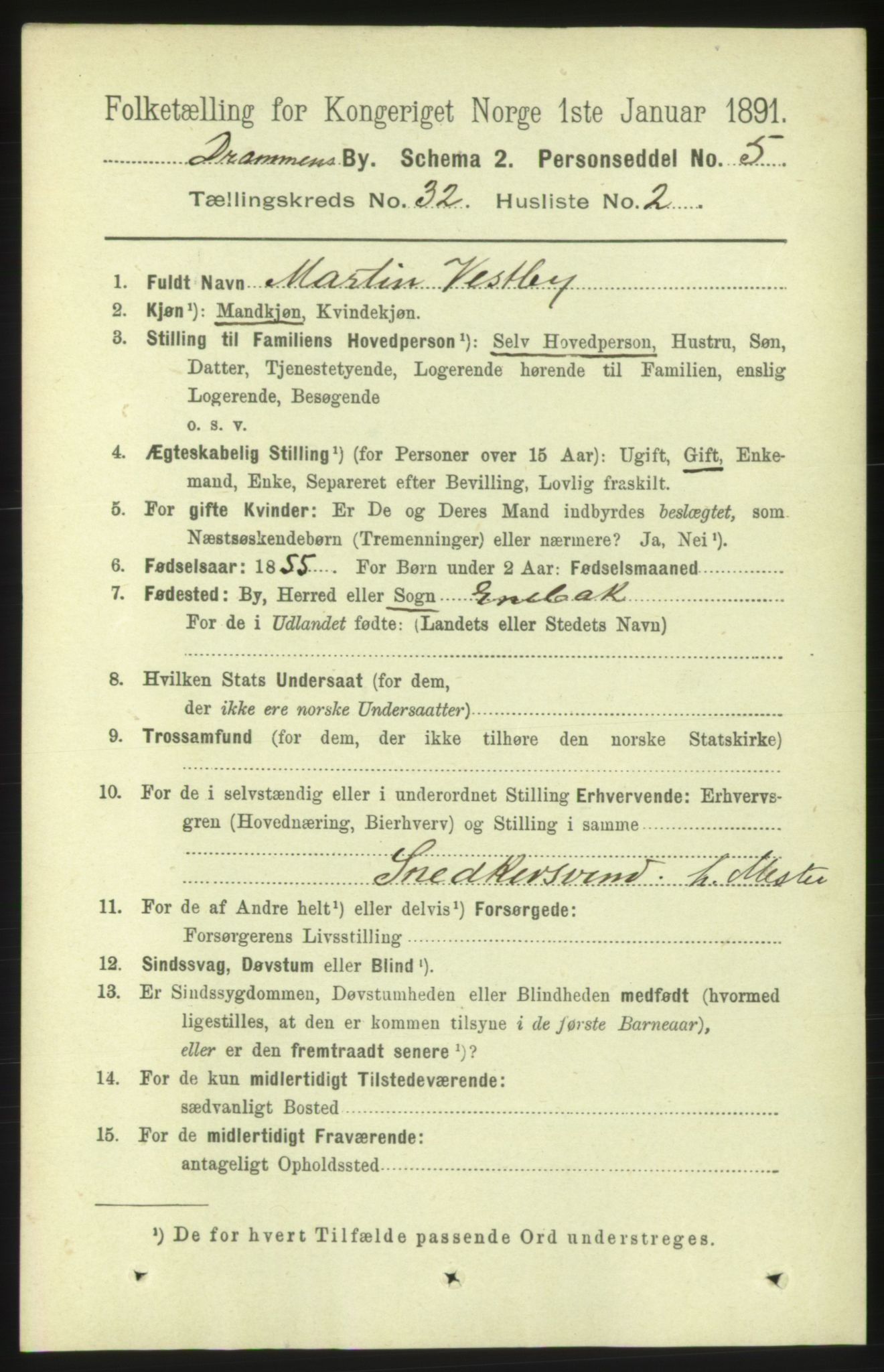 RA, 1891 census for 0602 Drammen, 1891, p. 19284