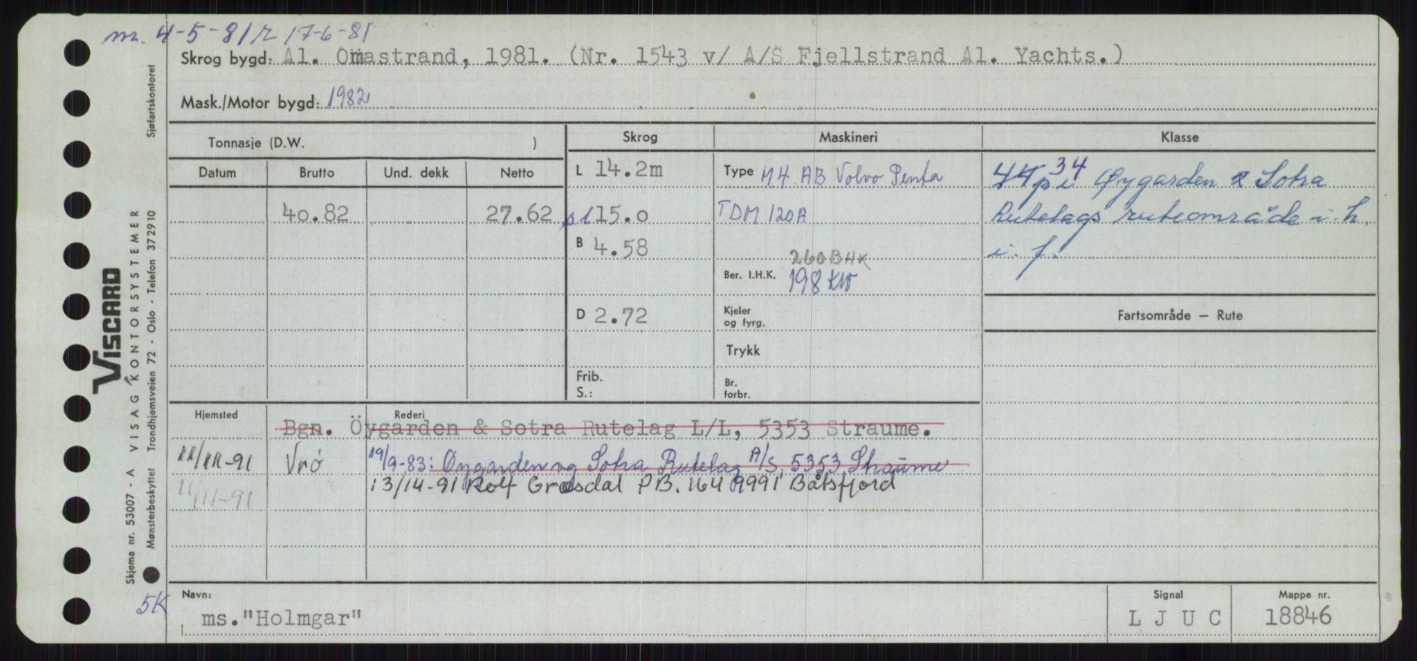 Sjøfartsdirektoratet med forløpere, Skipsmålingen, RA/S-1627/H/Ha/L0003/0001: Fartøy, Hilm-Mar / Fartøy, Hilm-Kol, p. 61