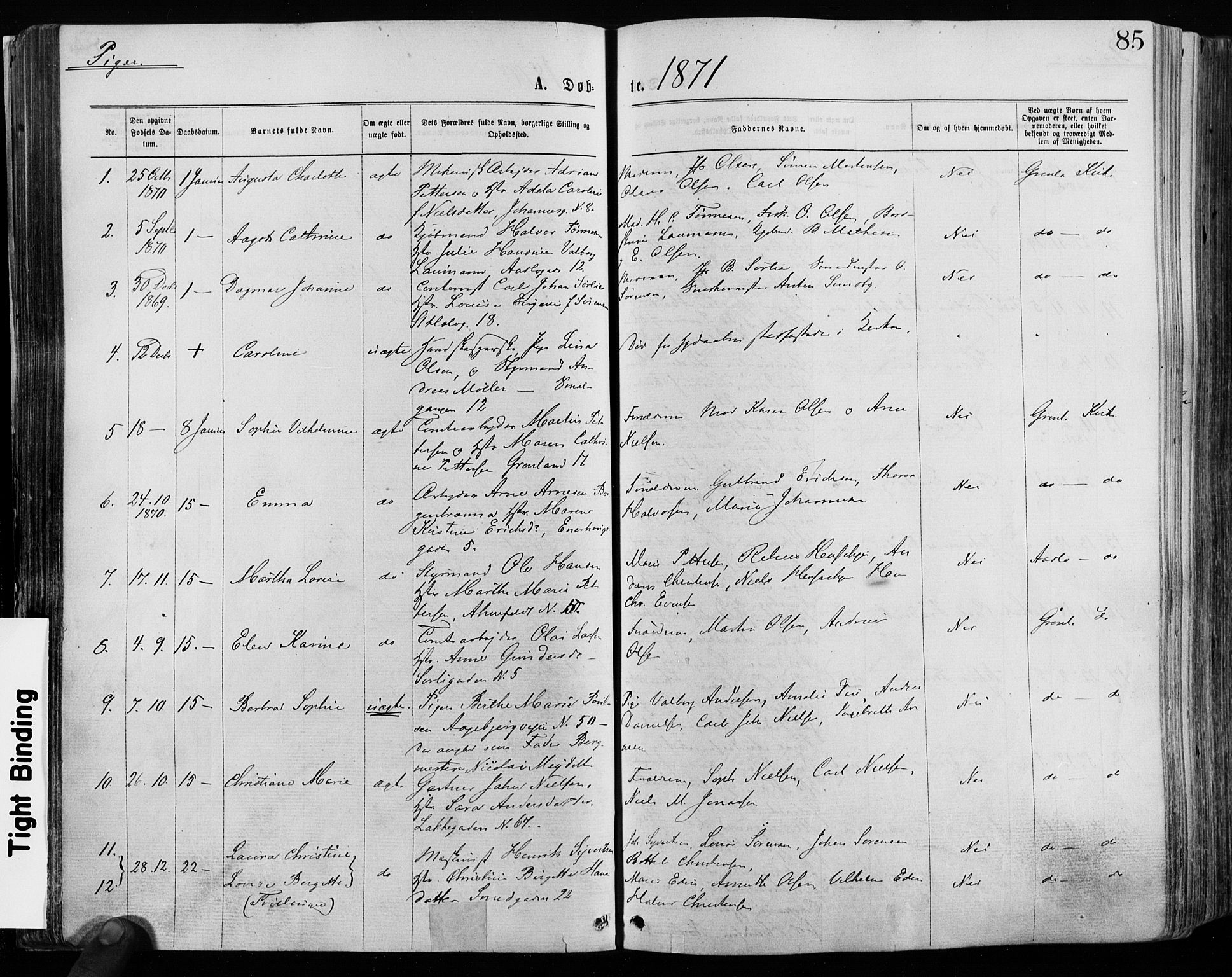 Grønland prestekontor Kirkebøker, AV/SAO-A-10848/F/Fa/L0004: Parish register (official) no. 4, 1869-1880, p. 85