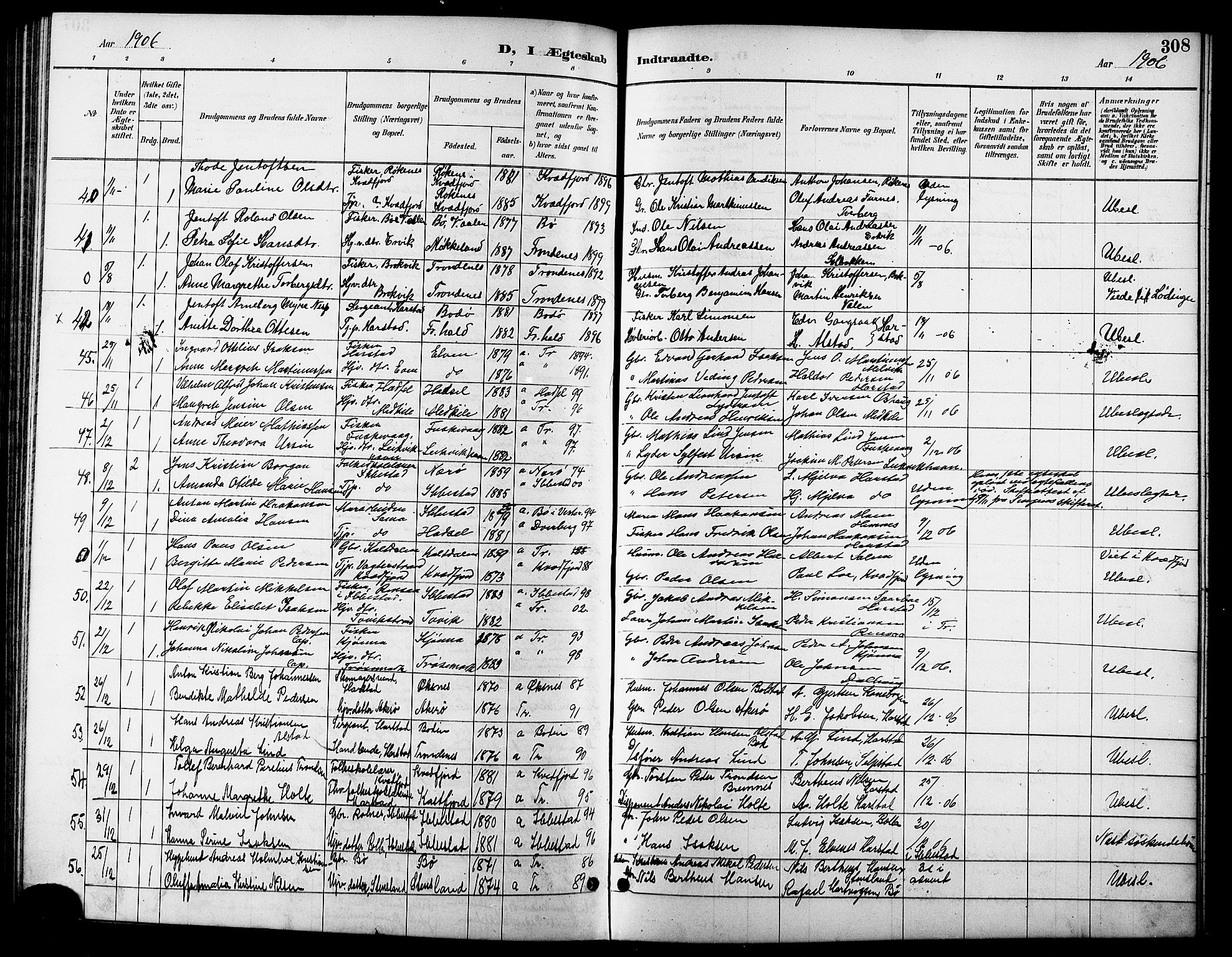 Trondenes sokneprestkontor, SATØ/S-1319/H/Hb/L0011klokker: Parish register (copy) no. 11, 1891-1906, p. 308