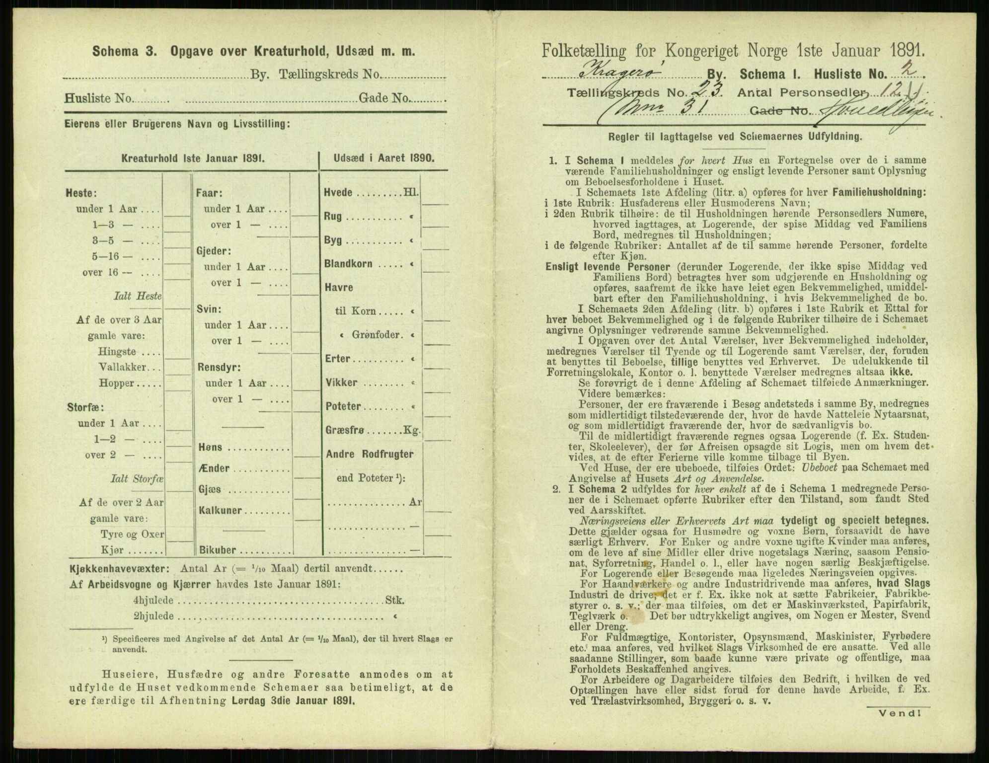 RA, 1891 census for 0801 Kragerø, 1891, p. 886