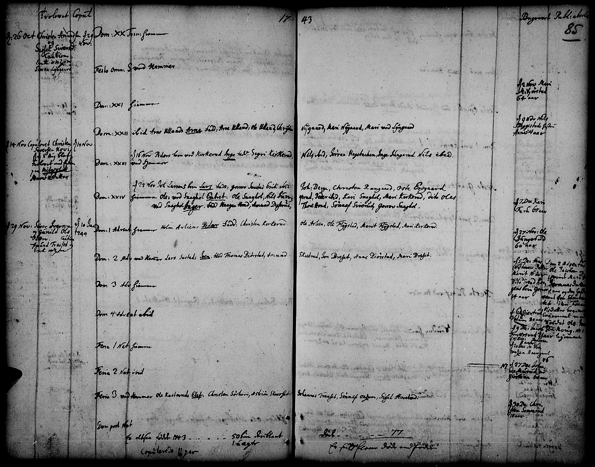 Fåberg prestekontor, SAH/PREST-086/H/Ha/Haa/L0001: Parish register (official) no. 1, 1727-1775, p. 85
