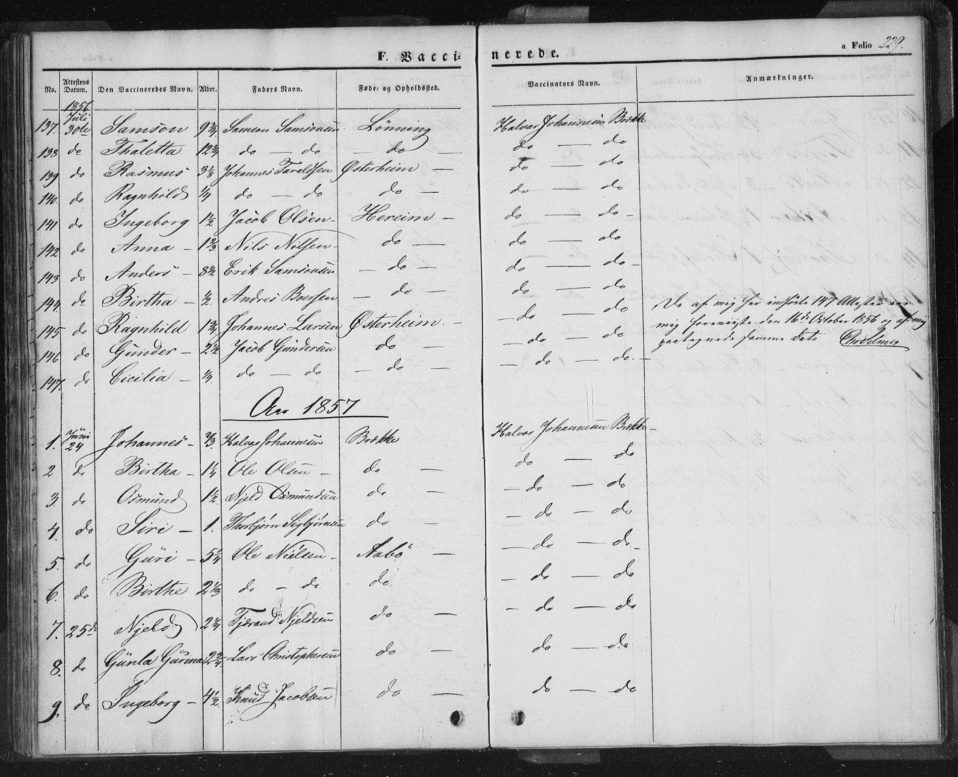 Sand sokneprestkontor, AV/SAST-A-101848/01/III/L0002: Parish register (official) no. A 2, 1838-1859, p. 229