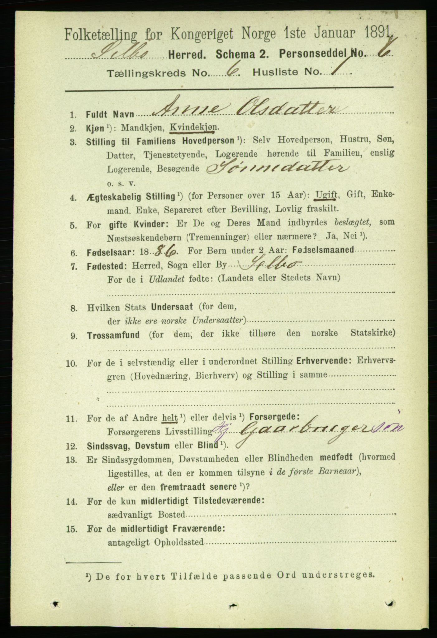 RA, 1891 census for 1664 Selbu, 1891, p. 2130