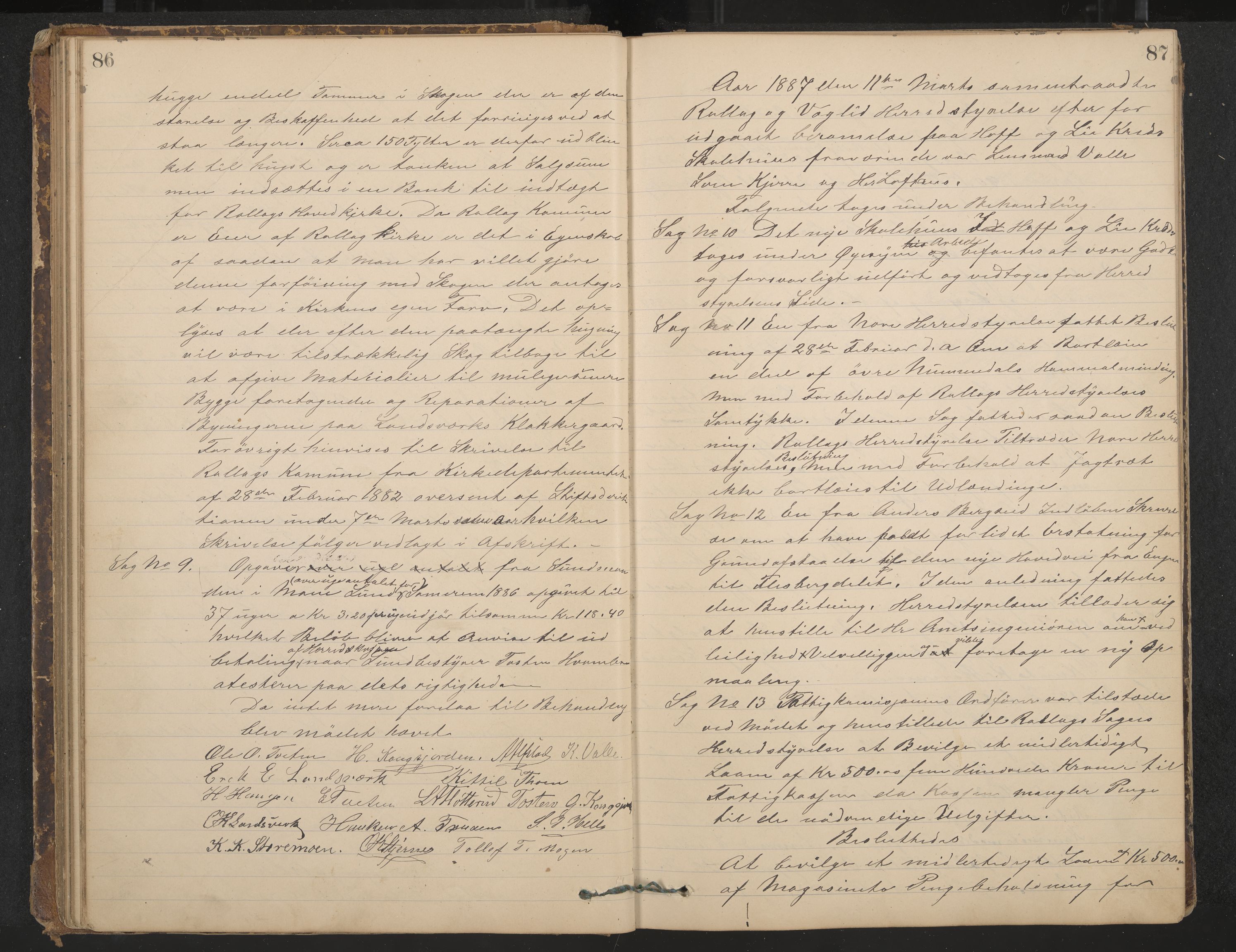 Rollag formannskap og sentraladministrasjon, IKAK/0632021-2/A/Aa/L0003: Møtebok, 1884-1897, p. 86-87