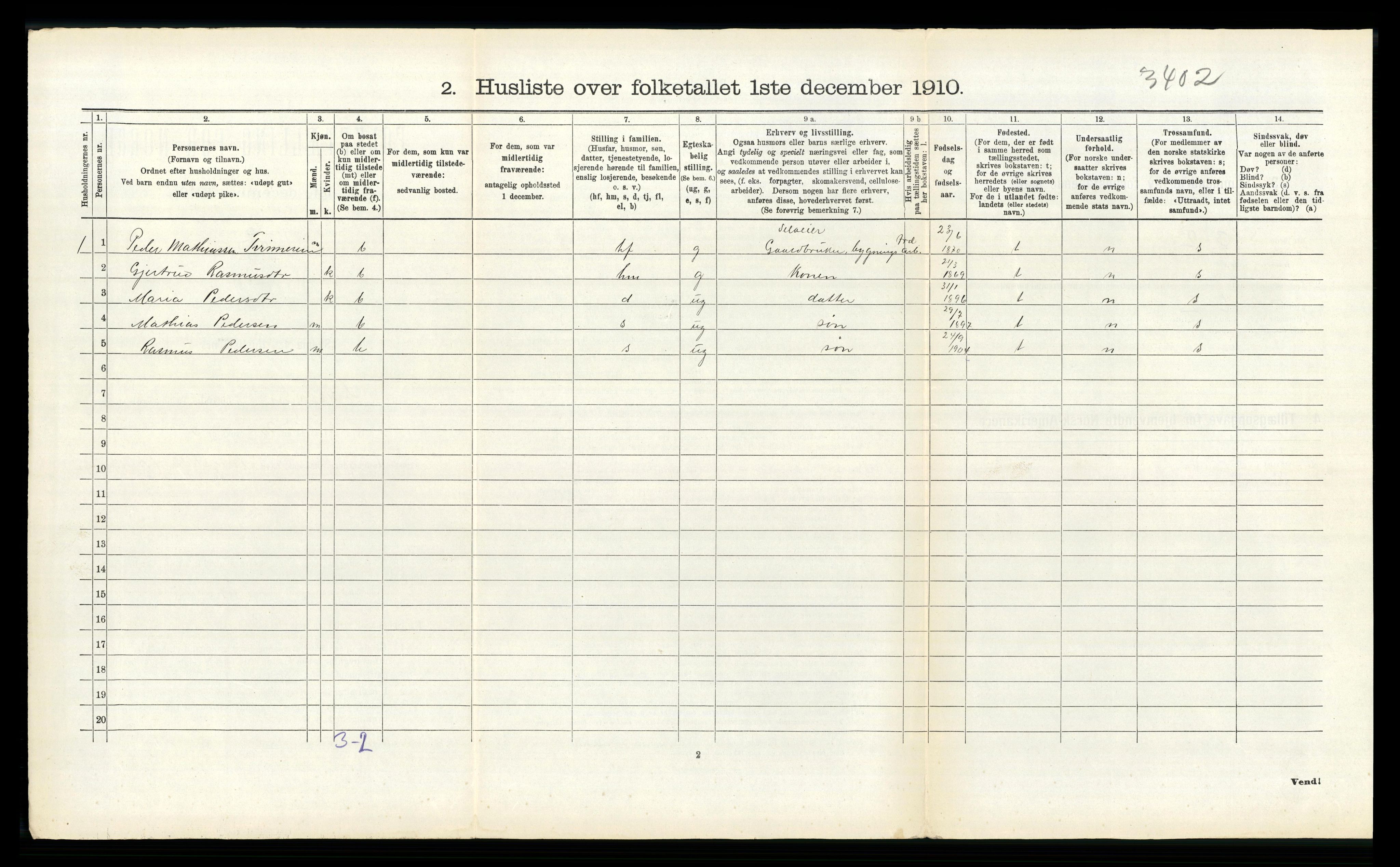 RA, 1910 census for Innvik, 1910, p. 111