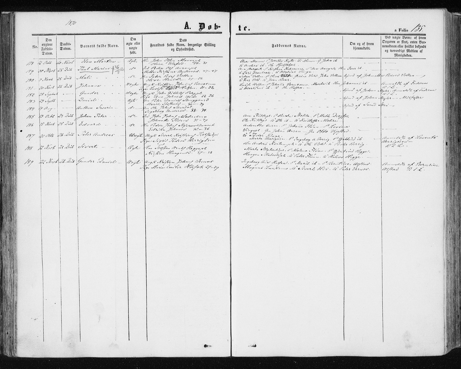 Ministerialprotokoller, klokkerbøker og fødselsregistre - Nord-Trøndelag, SAT/A-1458/709/L0075: Parish register (official) no. 709A15, 1859-1870, p. 135