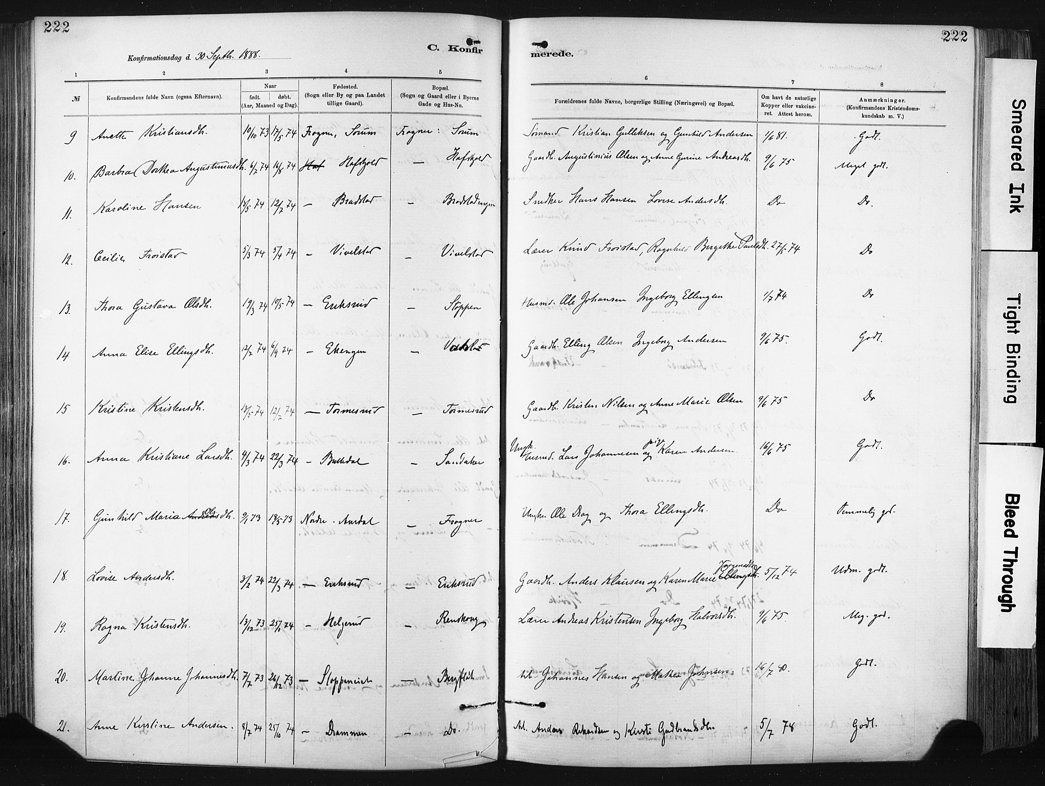 Lier kirkebøker, AV/SAKO-A-230/F/Fa/L0015: Parish register (official) no. I 15, 1883-1894, p. 222