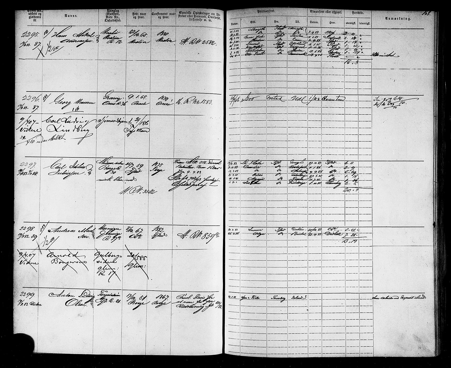 Fredrikstad mønstringskontor, SAO/A-10569b/F/Fc/Fca/L0005: Annotasjonsrulle, 1884-1899, p. 173