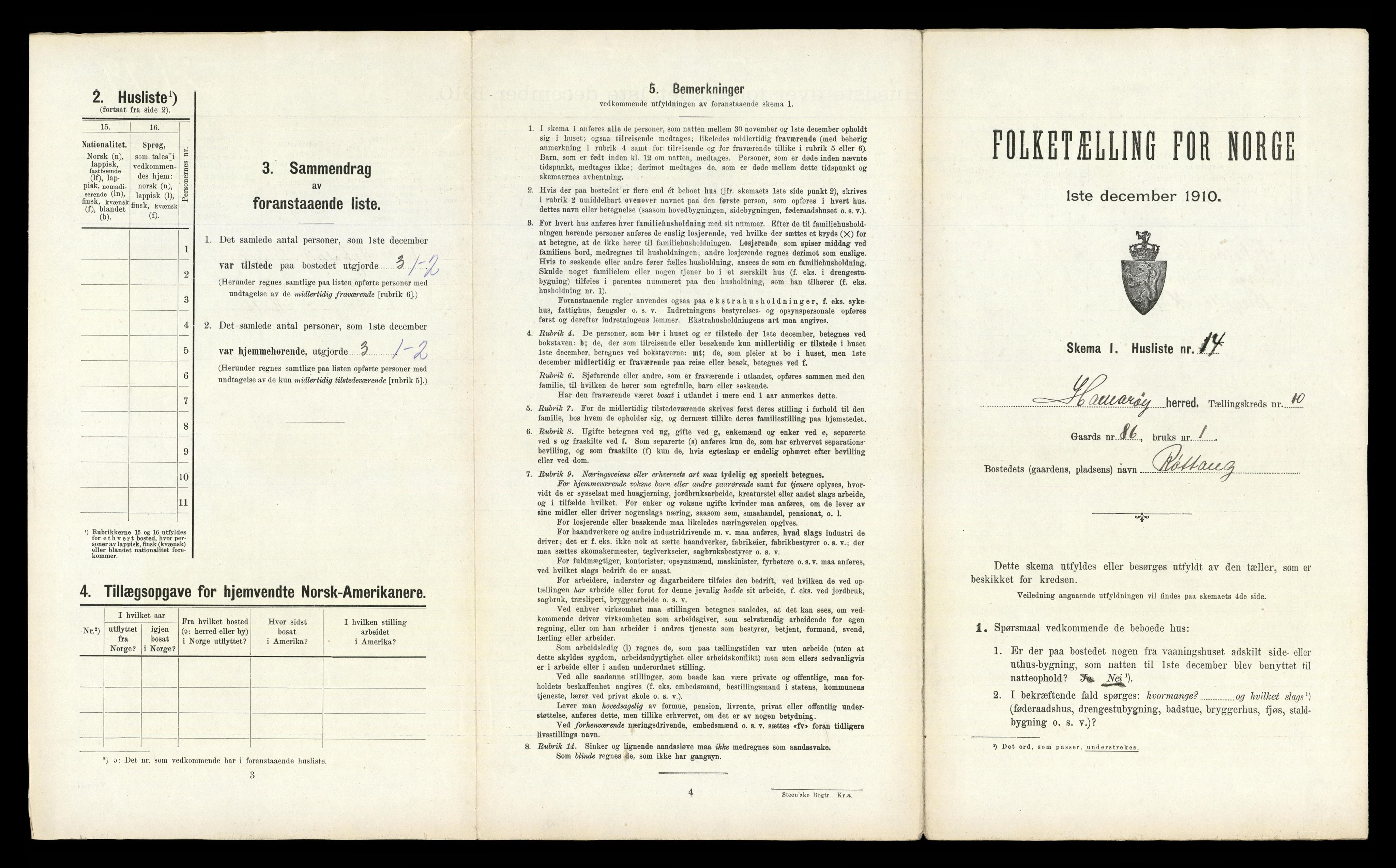 RA, 1910 census for Hamarøy, 1910, p. 1016