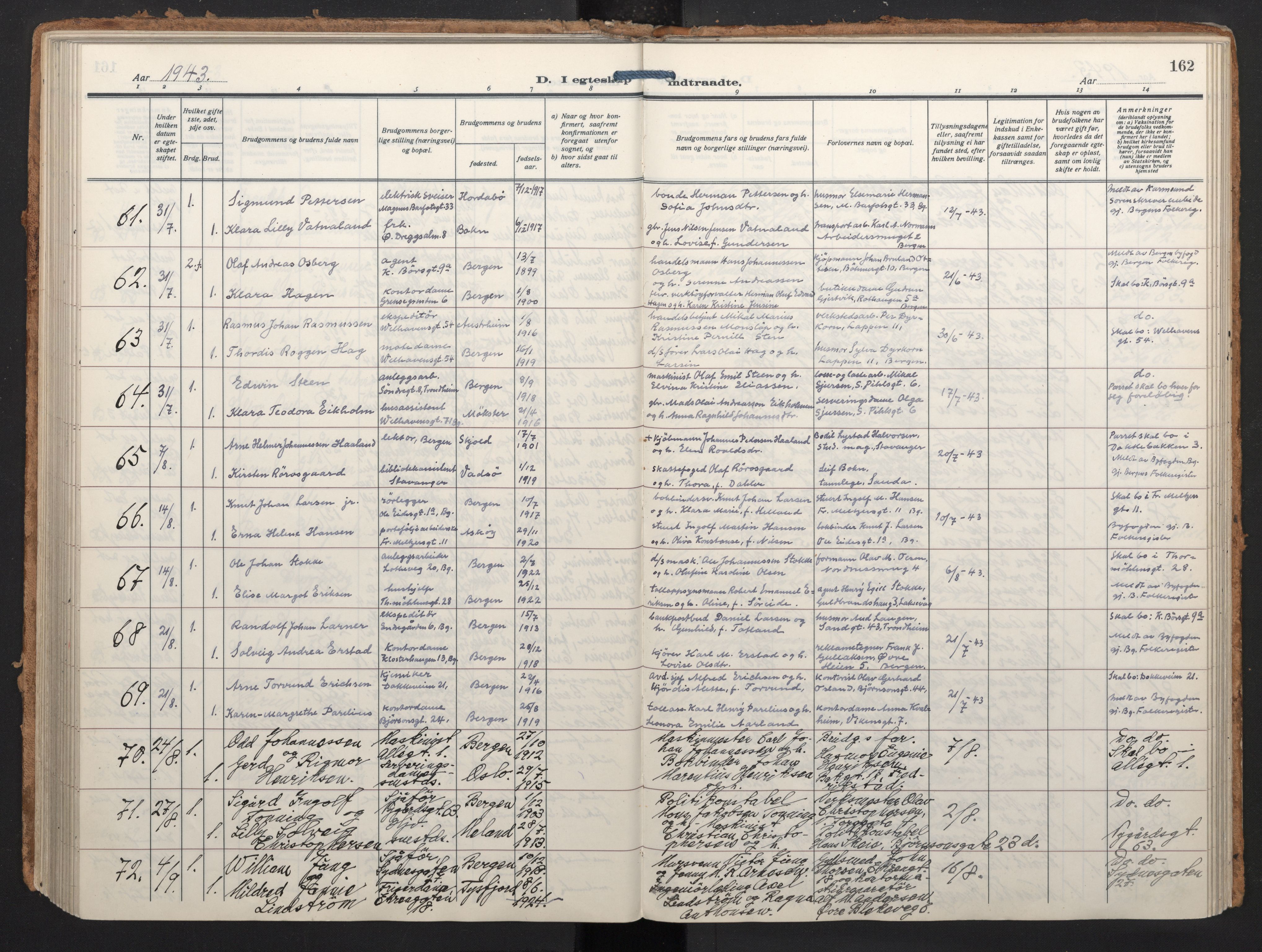 Johanneskirken sokneprestembete, AV/SAB-A-76001/H/Haa/L0014: Parish register (official) no. D 3, 1929-1949, p. 161b-162a