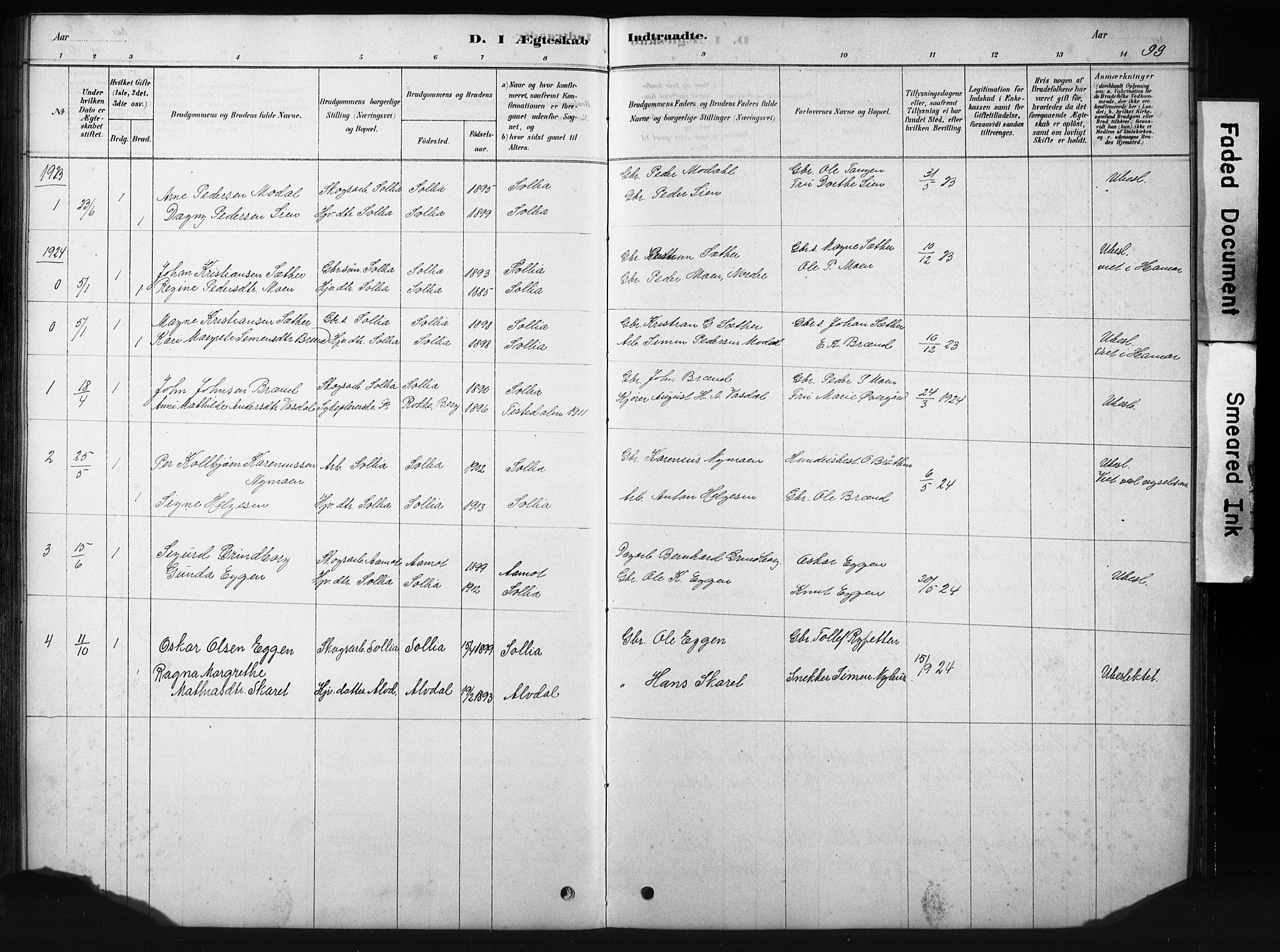 Sollia prestekontor, SAH/PREST-050/H/Ha/Hab/L0002: Parish register (copy) no. 2, 1880-1933, p. 99