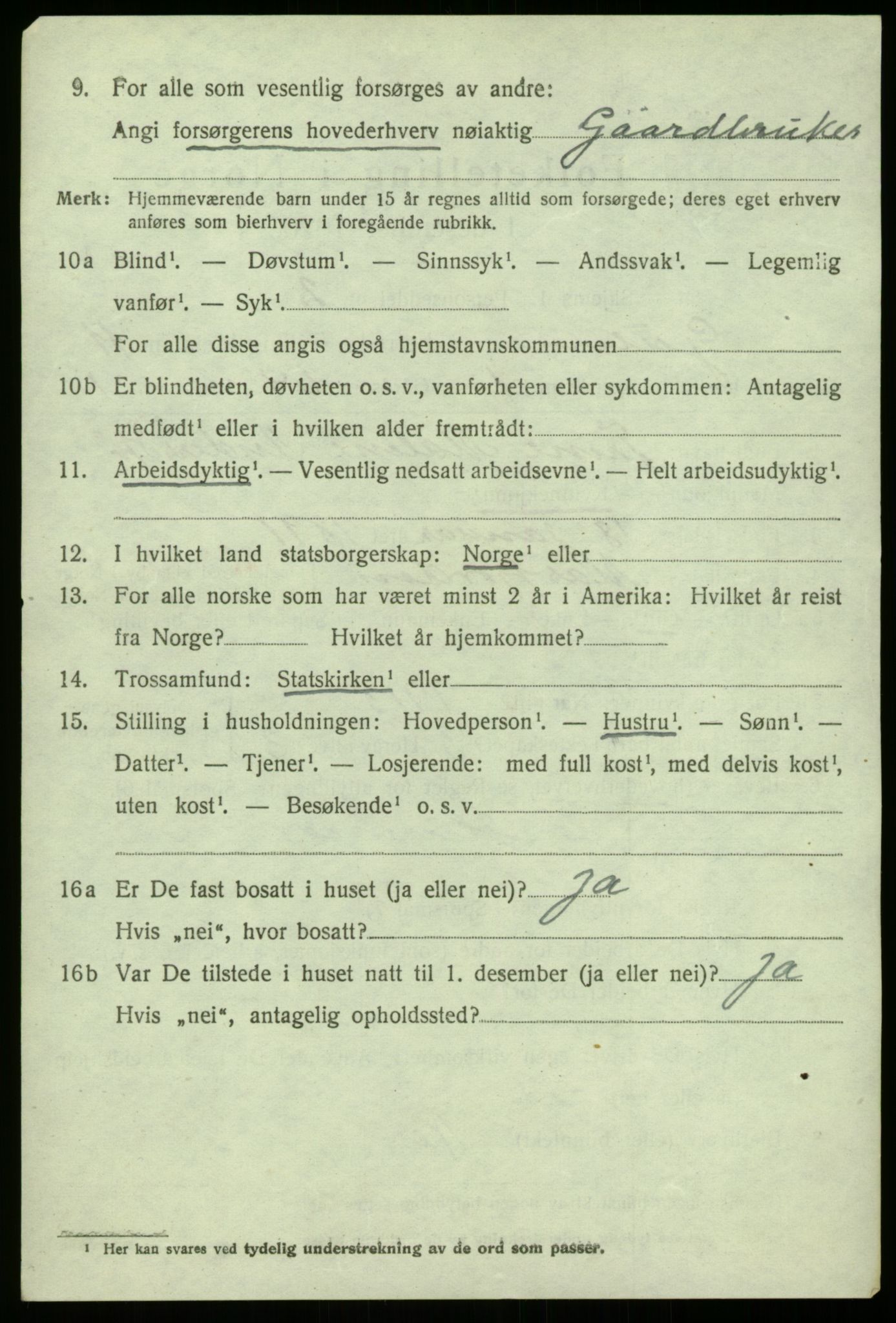 SAB, 1920 census for Gulen, 1920, p. 4982