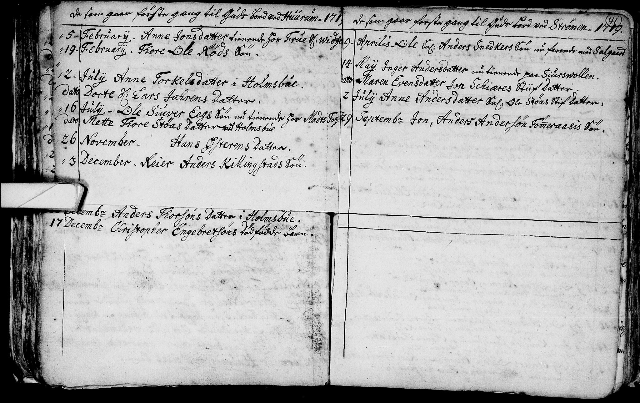 Hurum kirkebøker, AV/SAKO-A-229/F/Fa/L0001: Parish register (official) no. 1, 1715-1732, p. 41