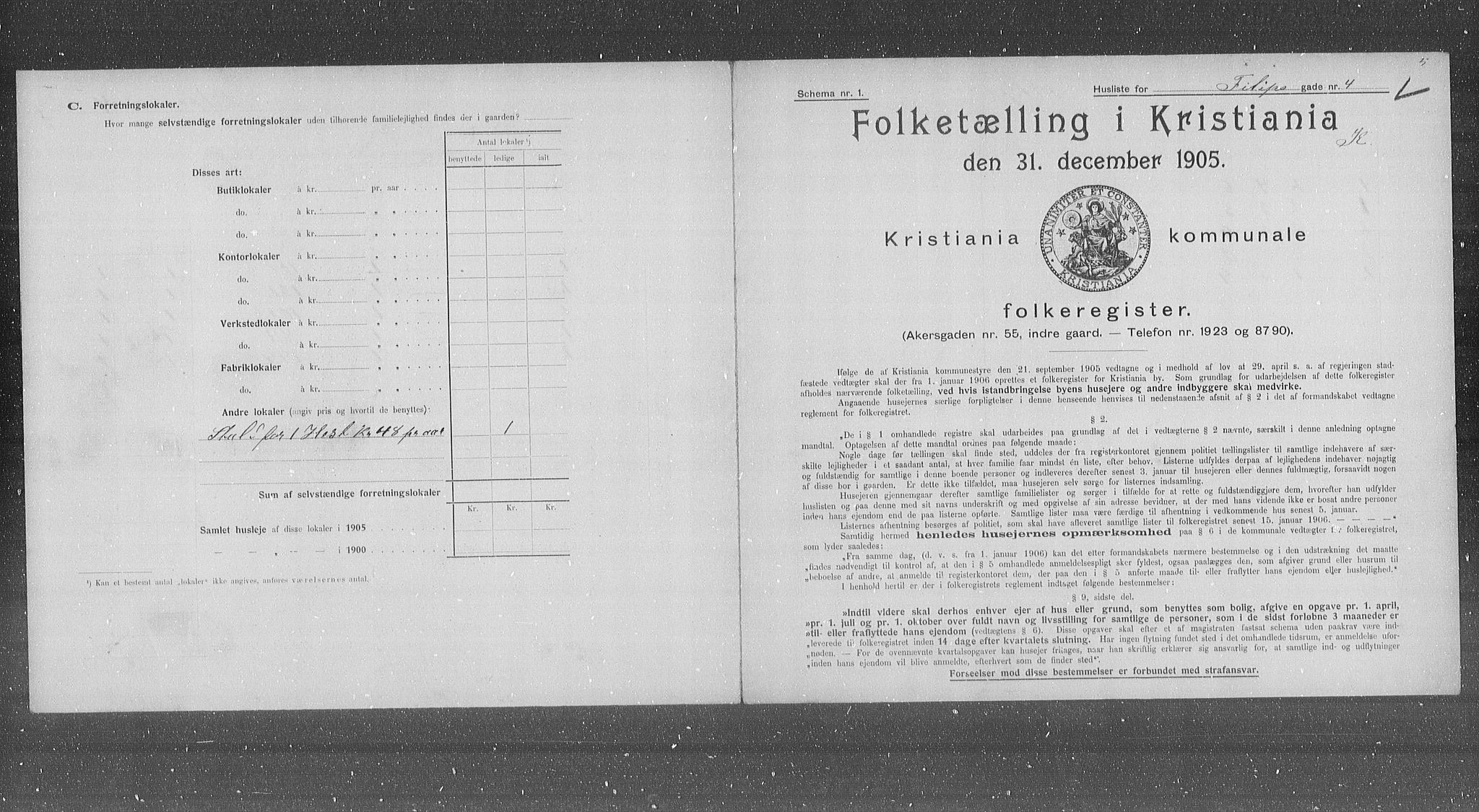 OBA, Municipal Census 1905 for Kristiania, 1905, p. 12496