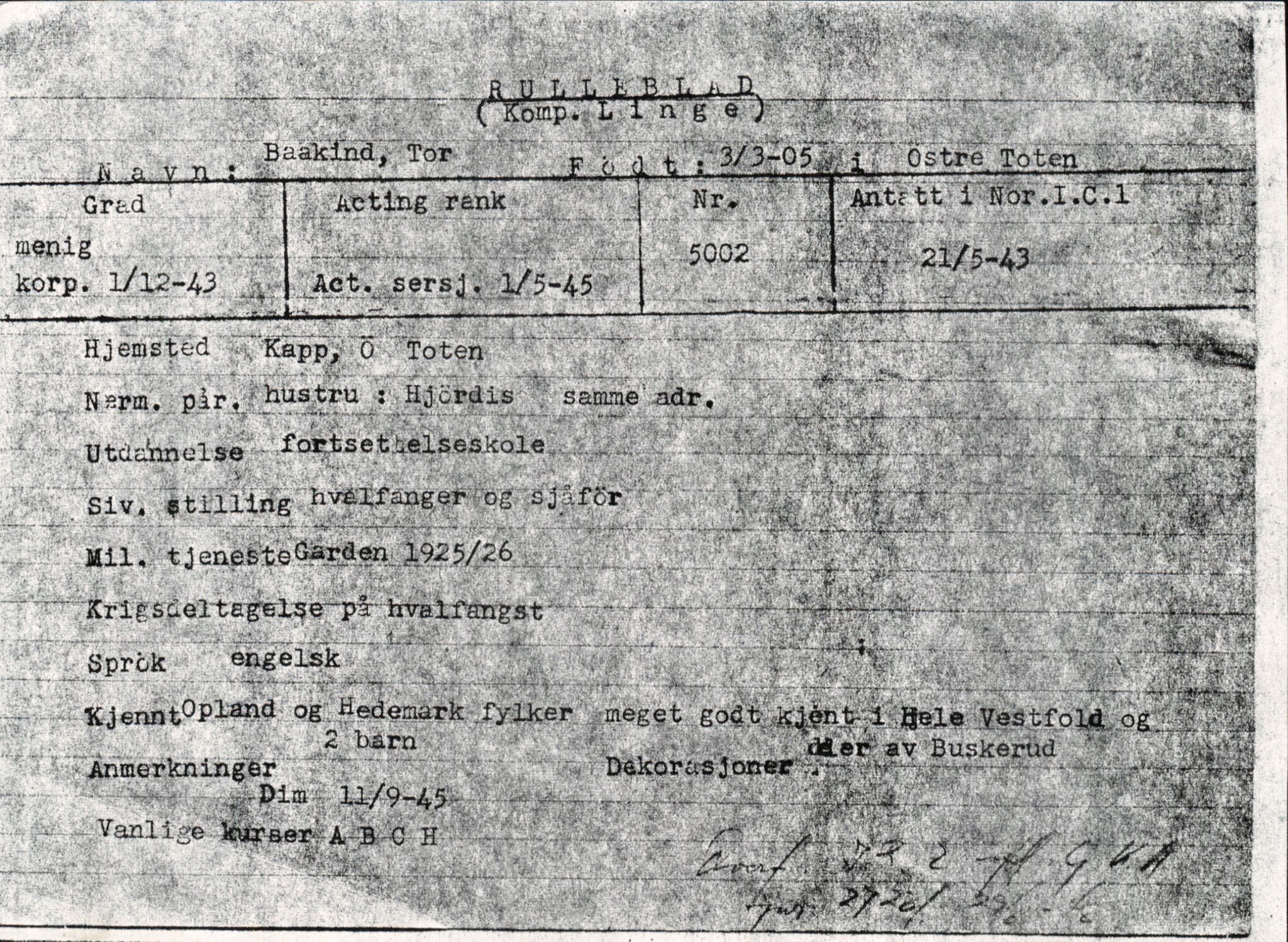 Forsvaret, Forsvarets overkommando/Luftforsvarsstaben, AV/RA-RAFA-4079/P/Pa/L0013: Personellmapper, 1905, p. 5