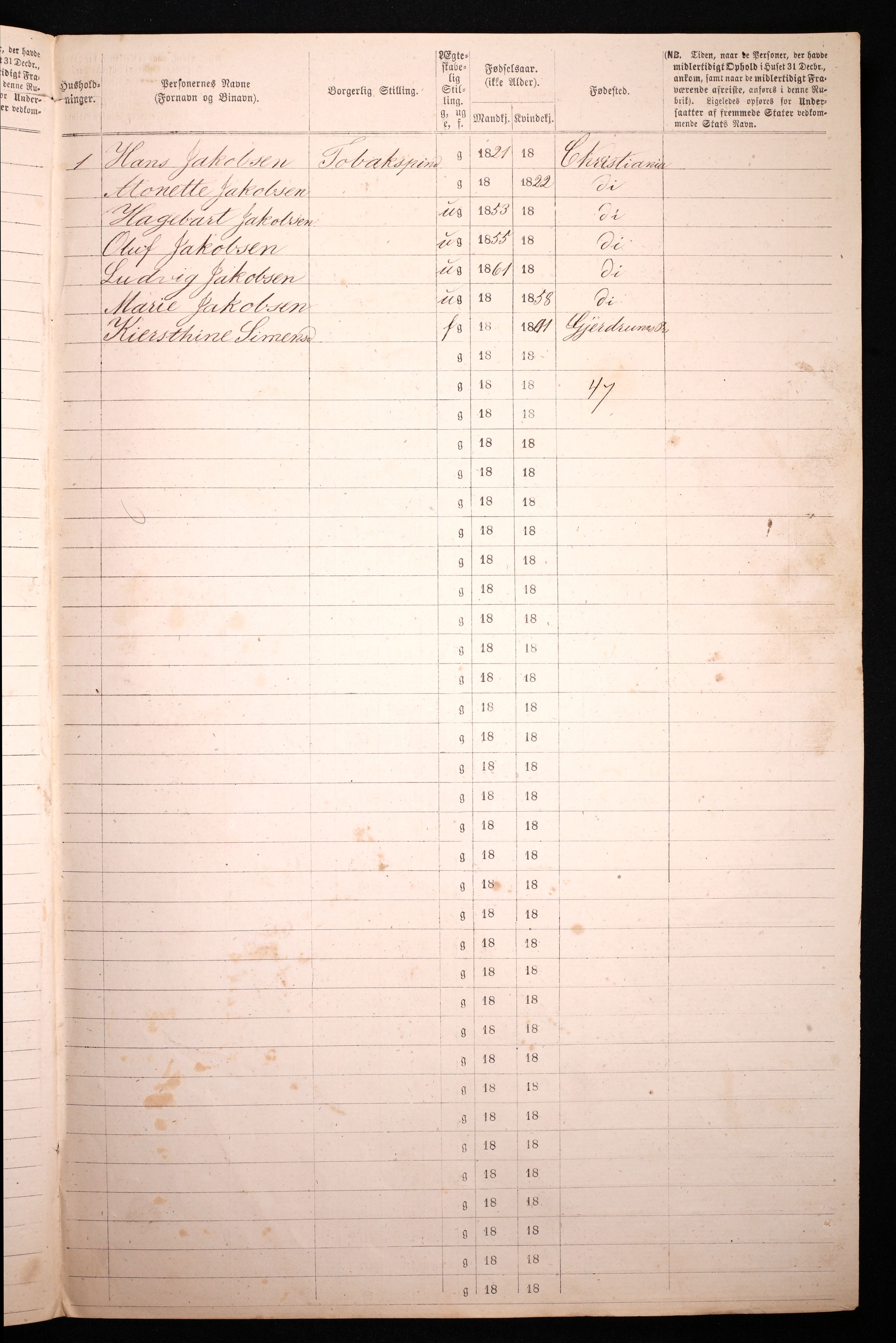 RA, 1870 census for 0301 Kristiania, 1870, p. 916