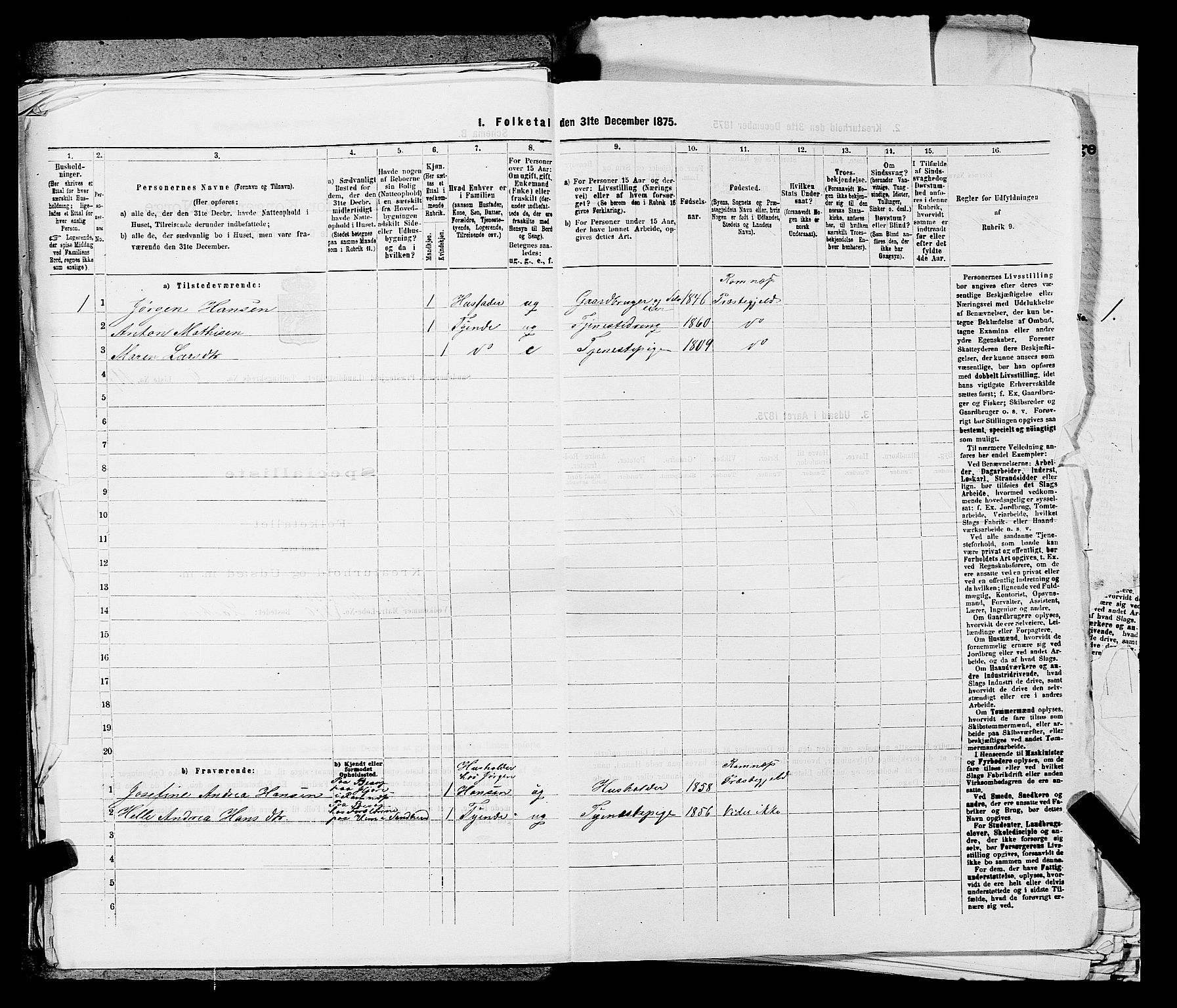 SAKO, 1875 census for 0724L Sandeherred/Sandeherred, 1875, p. 1550