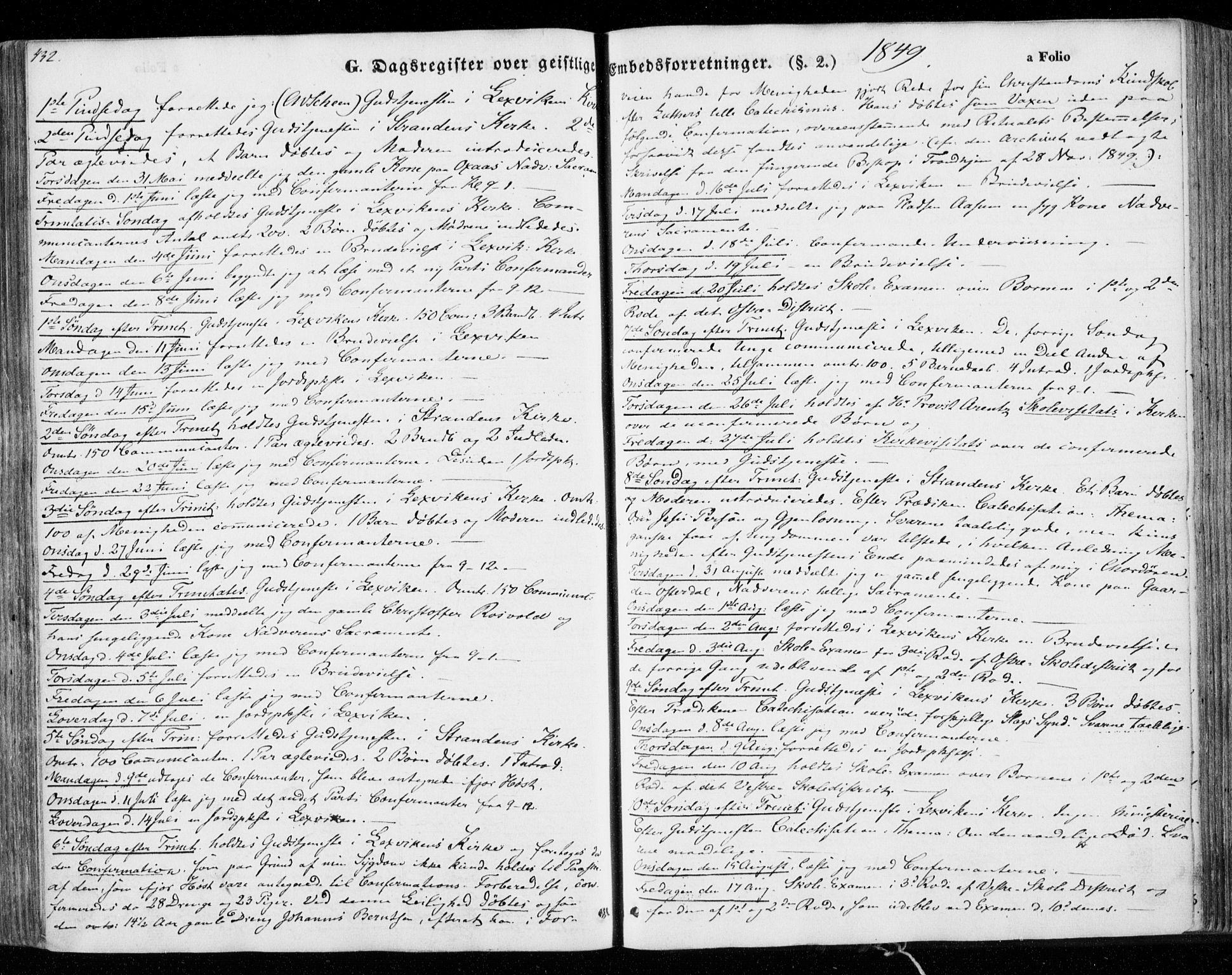 Ministerialprotokoller, klokkerbøker og fødselsregistre - Nord-Trøndelag, SAT/A-1458/701/L0007: Parish register (official) no. 701A07 /1, 1842-1854, p. 432