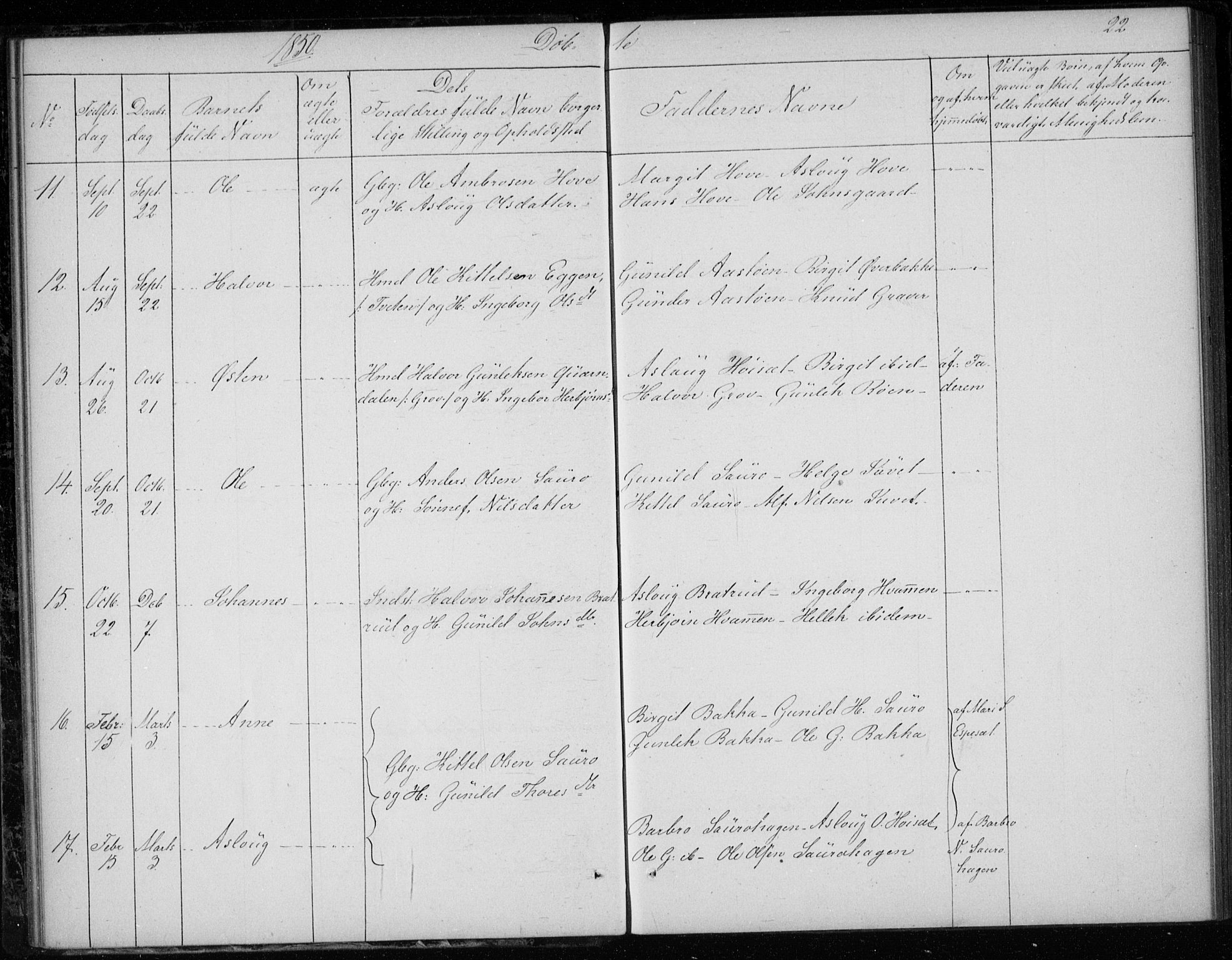 Gransherad kirkebøker, AV/SAKO-A-267/F/Fb/L0003: Parish register (official) no. II 3, 1844-1859, p. 22