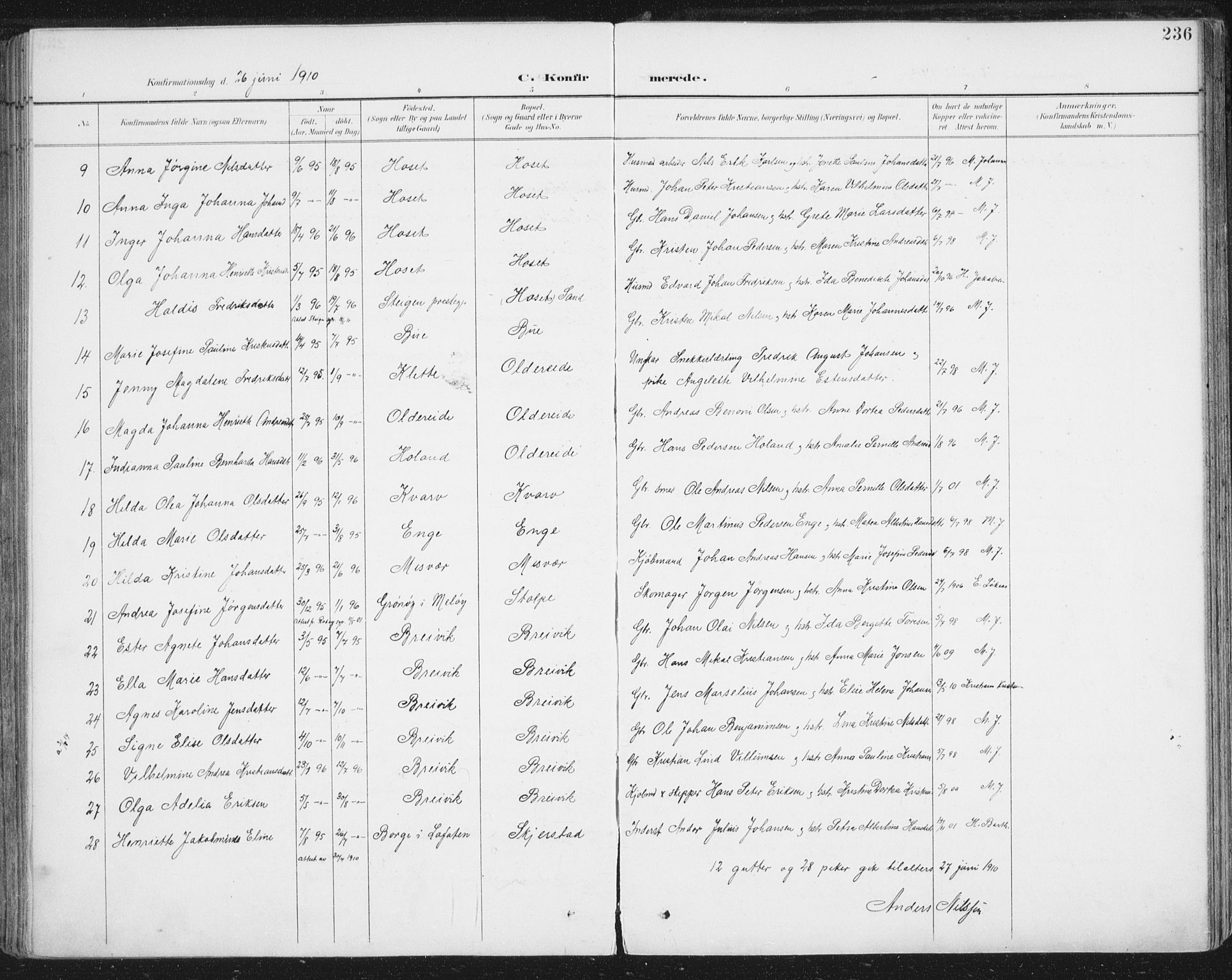 Ministerialprotokoller, klokkerbøker og fødselsregistre - Nordland, AV/SAT-A-1459/852/L0741: Parish register (official) no. 852A11, 1894-1917, p. 236