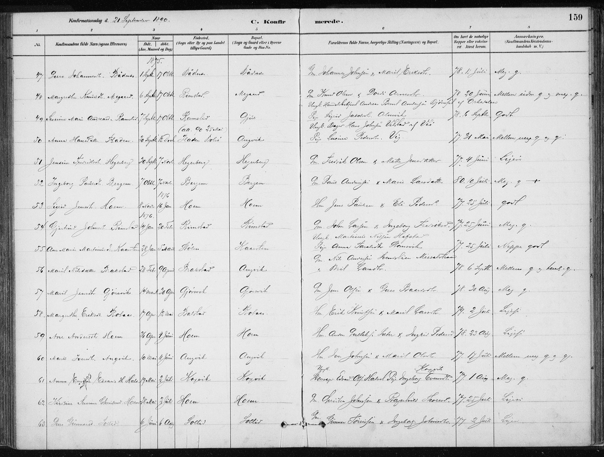 Ministerialprotokoller, klokkerbøker og fødselsregistre - Møre og Romsdal, AV/SAT-A-1454/586/L0987: Parish register (official) no. 586A13, 1879-1892, p. 159