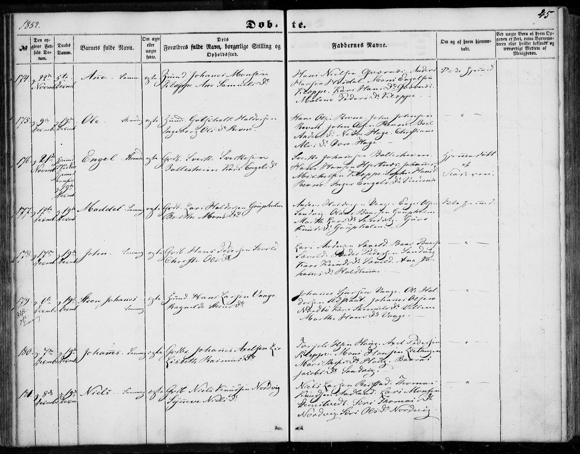 Os sokneprestembete, AV/SAB-A-99929: Parish register (official) no. A 16, 1851-1859, p. 45