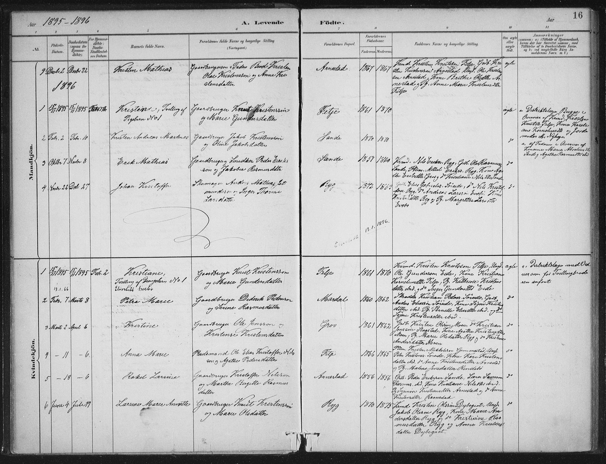 Gloppen sokneprestembete, SAB/A-80101/H/Haa/Haad/L0001: Parish register (official) no. D  1, 1885-1910, p. 16