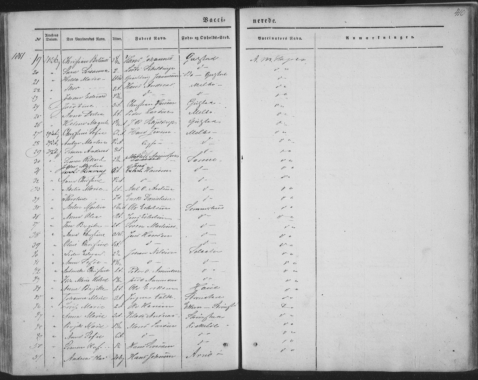 Ministerialprotokoller, klokkerbøker og fødselsregistre - Nordland, AV/SAT-A-1459/888/L1241: Parish register (official) no. 888A07, 1849-1869, p. 410