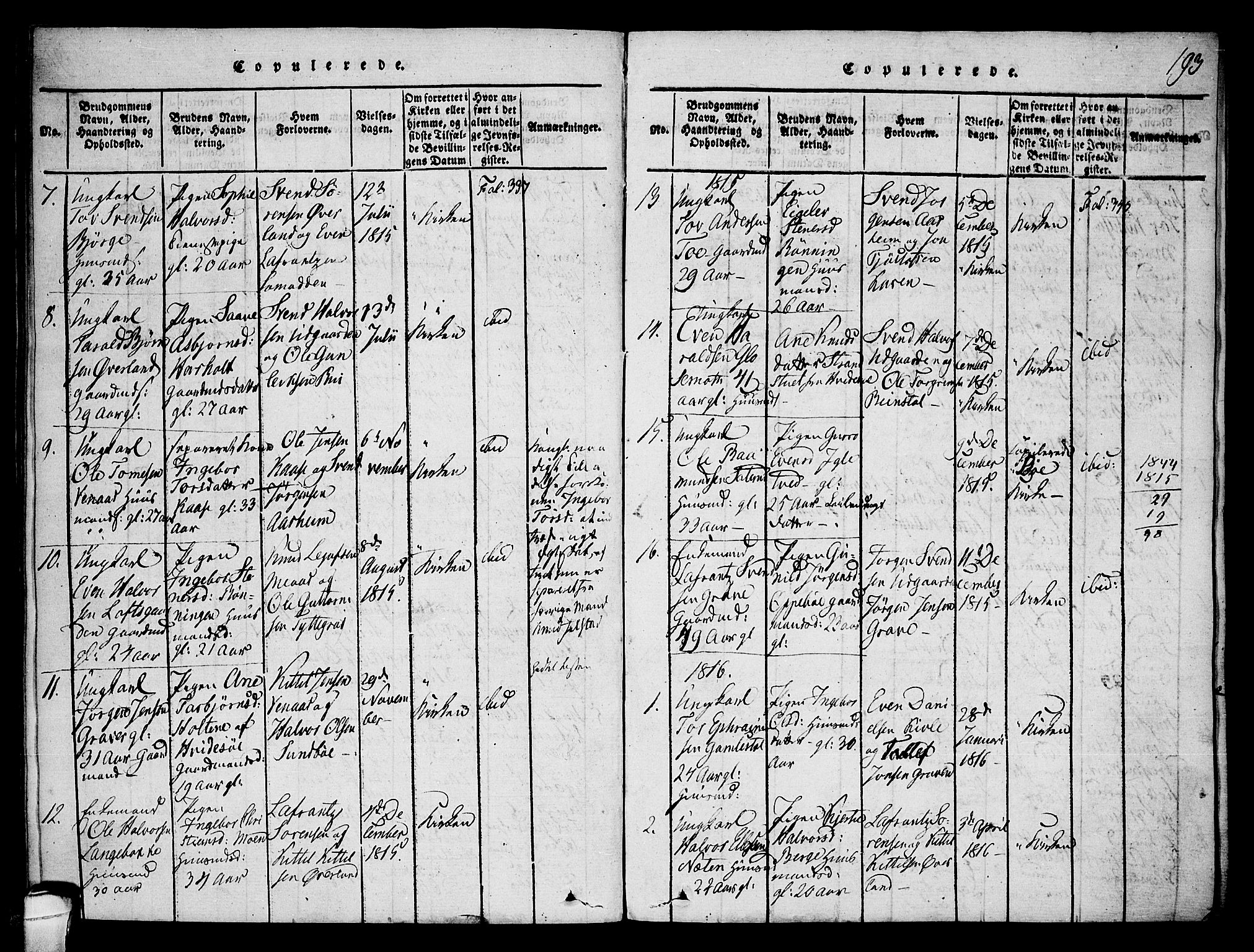Seljord kirkebøker, SAKO/A-20/F/Fa/L0010: Parish register (official) no. I 10, 1815-1831, p. 193