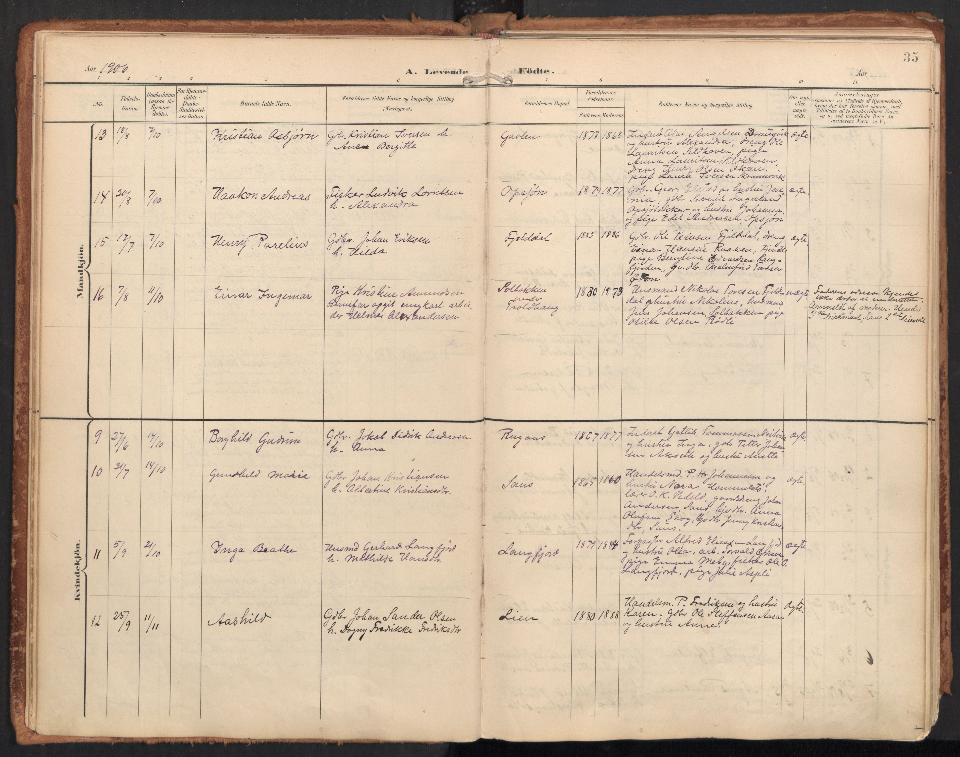 Ministerialprotokoller, klokkerbøker og fødselsregistre - Nordland, AV/SAT-A-1459/814/L0227: Parish register (official) no. 814A08, 1899-1920, p. 35