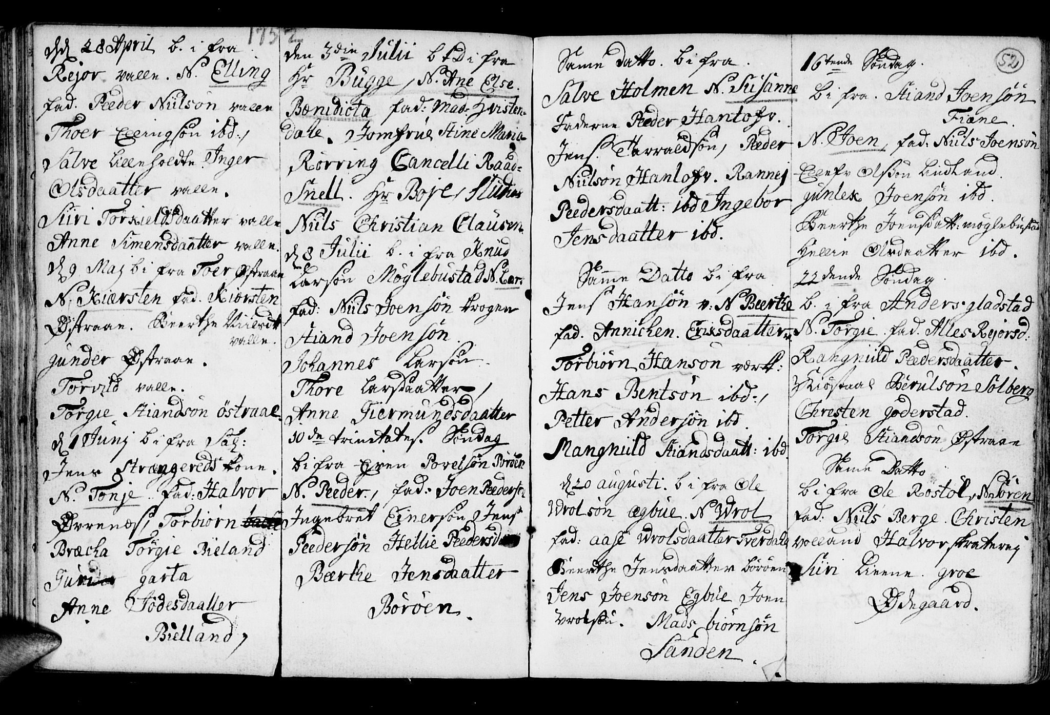 Holt sokneprestkontor, AV/SAK-1111-0021/F/Fb/L0005: Parish register (copy) no. B 5, 1746-1764, p. 52