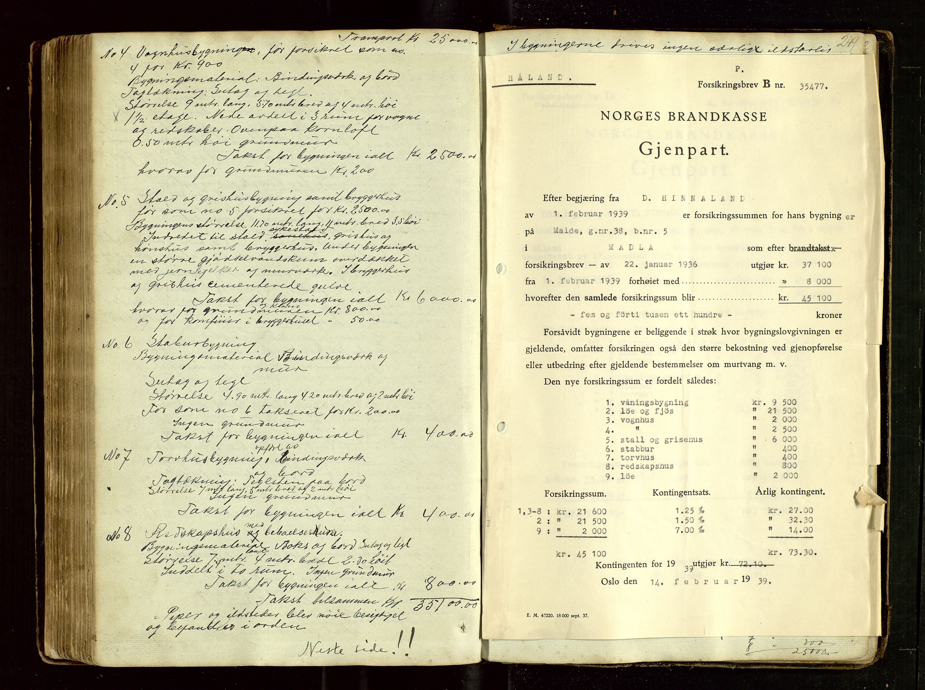 Håland lensmannskontor, SAST/A-100100/Go/L0002: Branntakstprotokoll for Sole tinglag, 1846-1916, p. 248b-249a