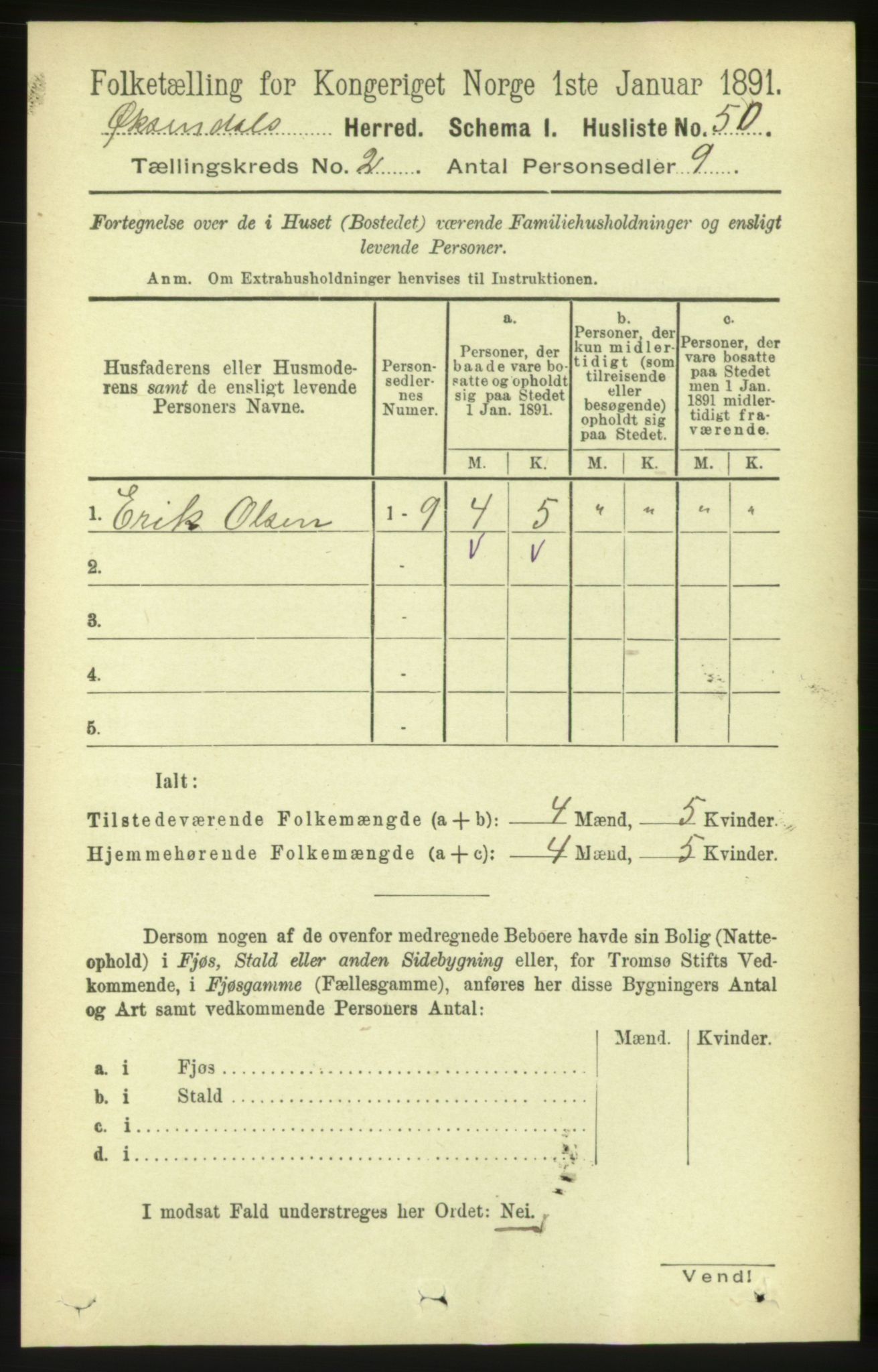 RA, 1891 census for 1561 Øksendal, 1891, p. 263