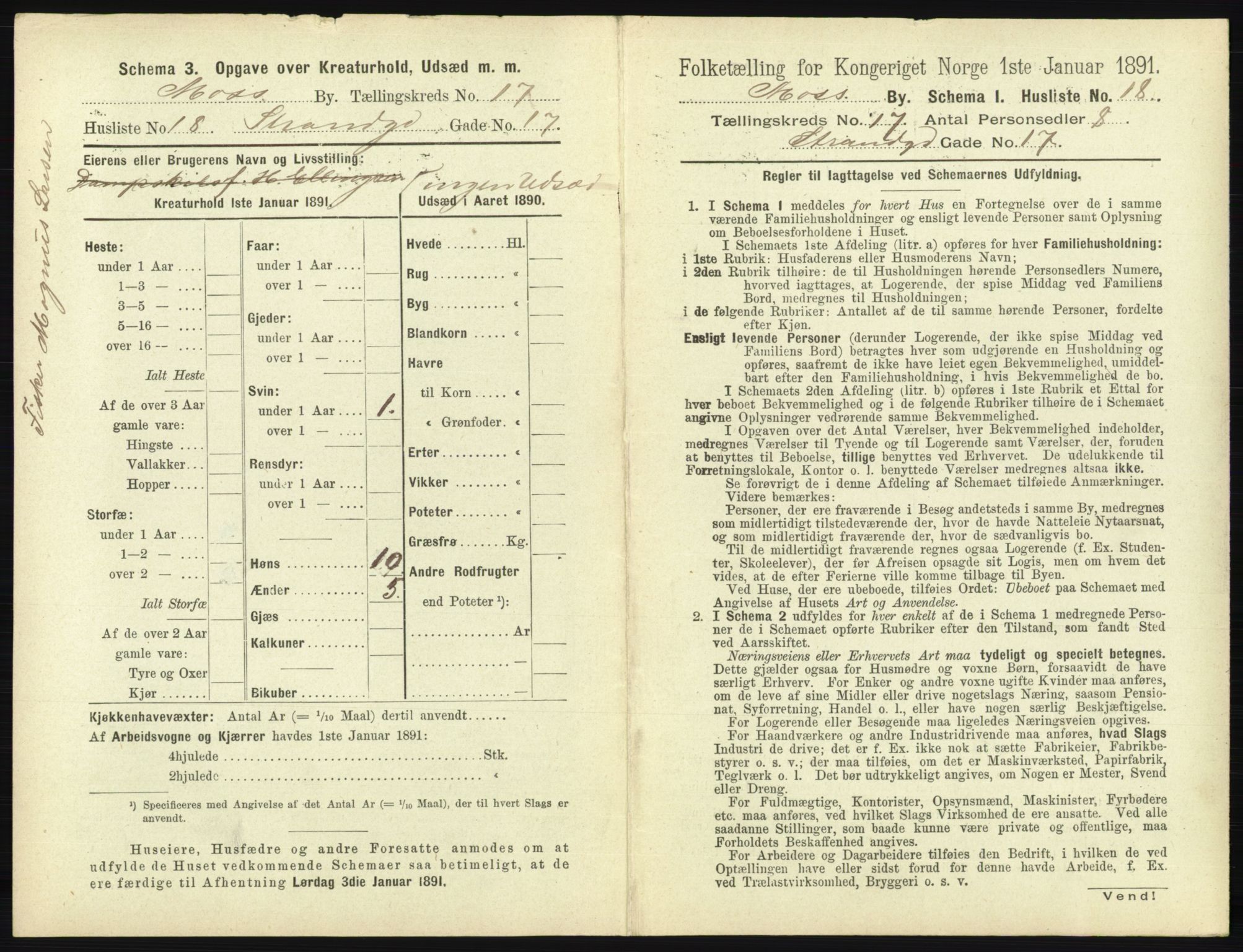RA, 1891 census for 0104 Moss, 1891, p. 1110
