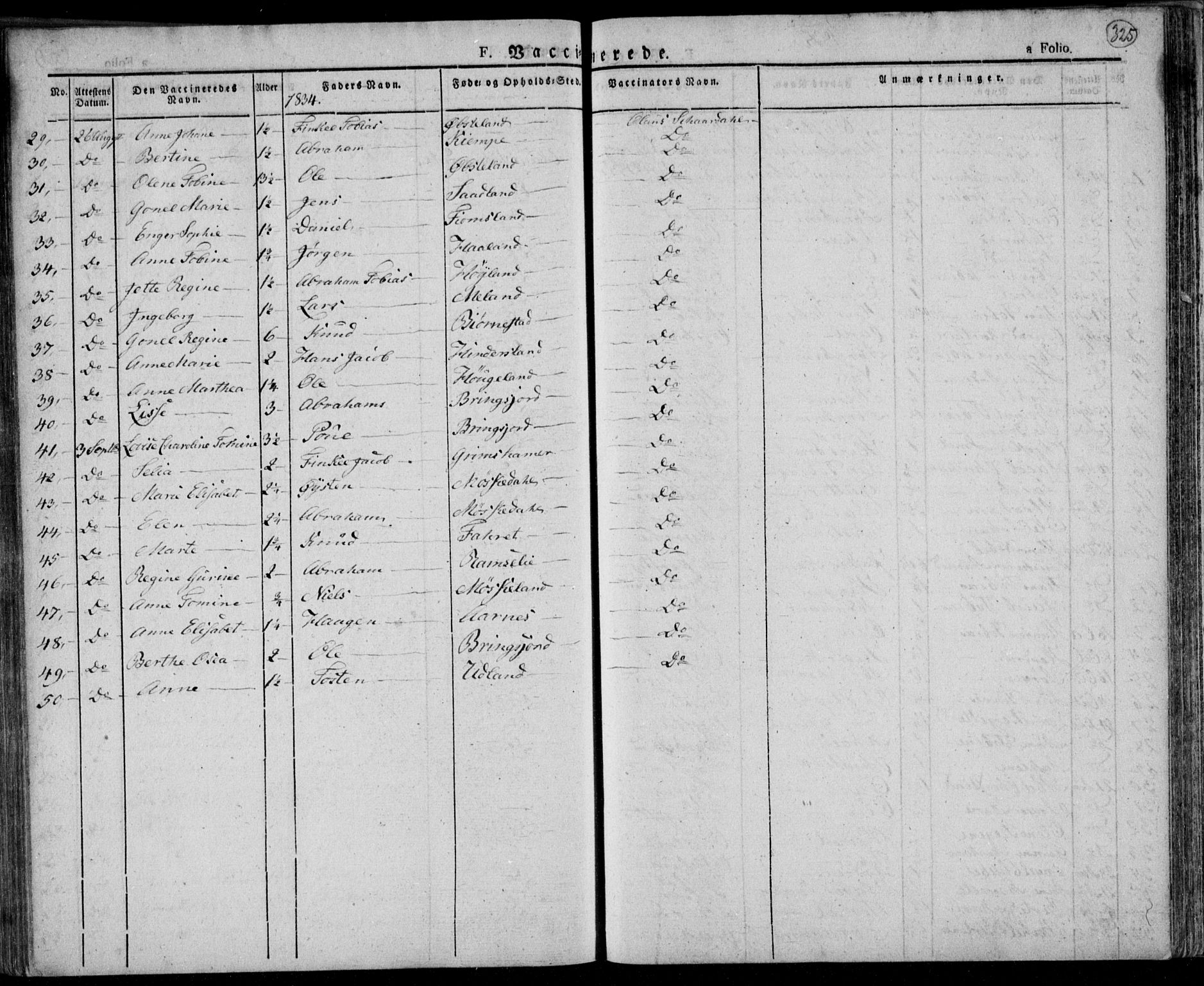 Lyngdal sokneprestkontor, AV/SAK-1111-0029/F/Fa/Fac/L0007: Parish register (official) no. A 7, 1825-1838, p. 325