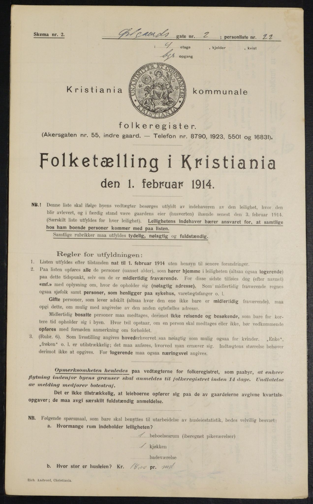 OBA, Municipal Census 1914 for Kristiania, 1914, p. 130090